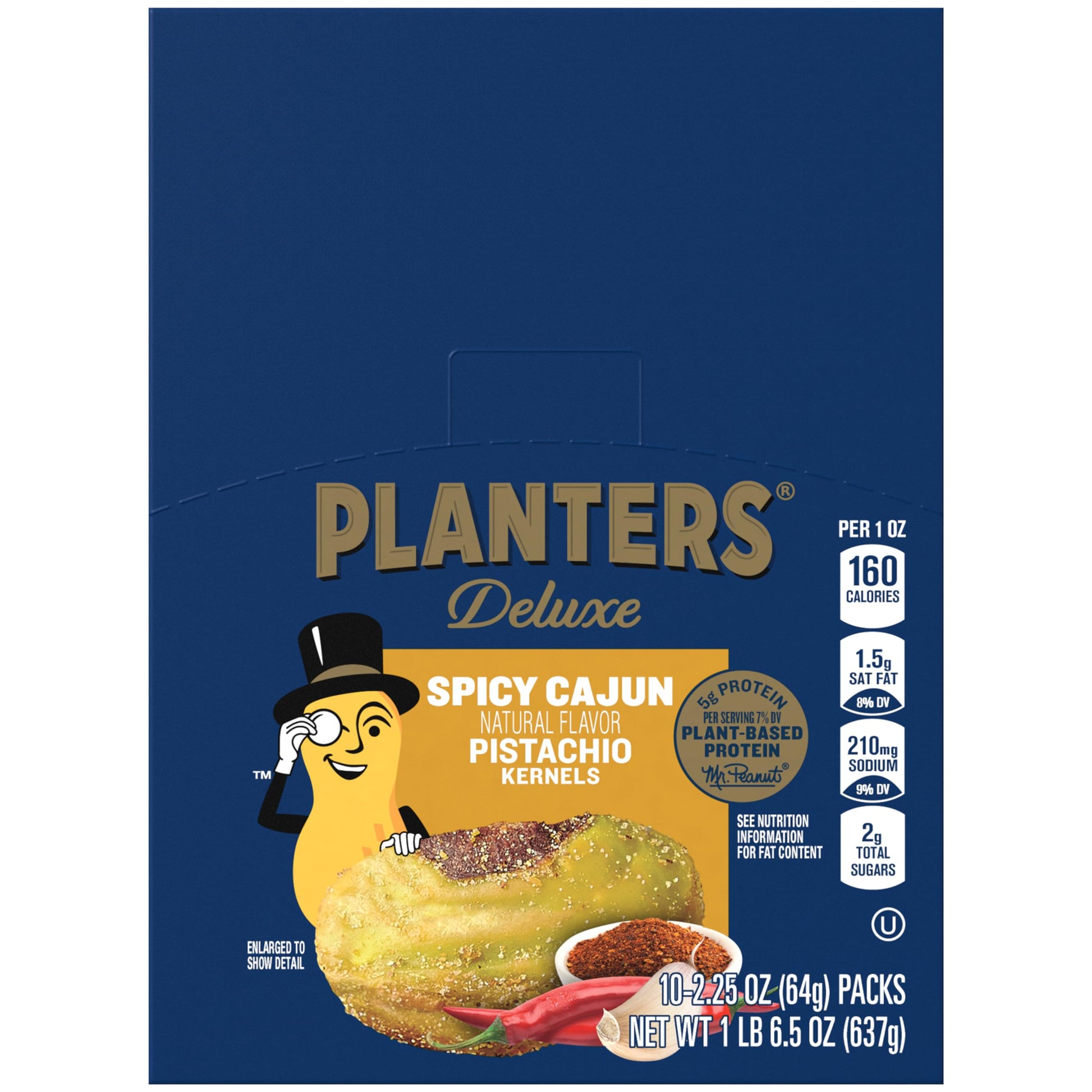 PLANTERS Spicy Cajun Pistachio Kernels, 2.25 oz Pack, Pack of 10