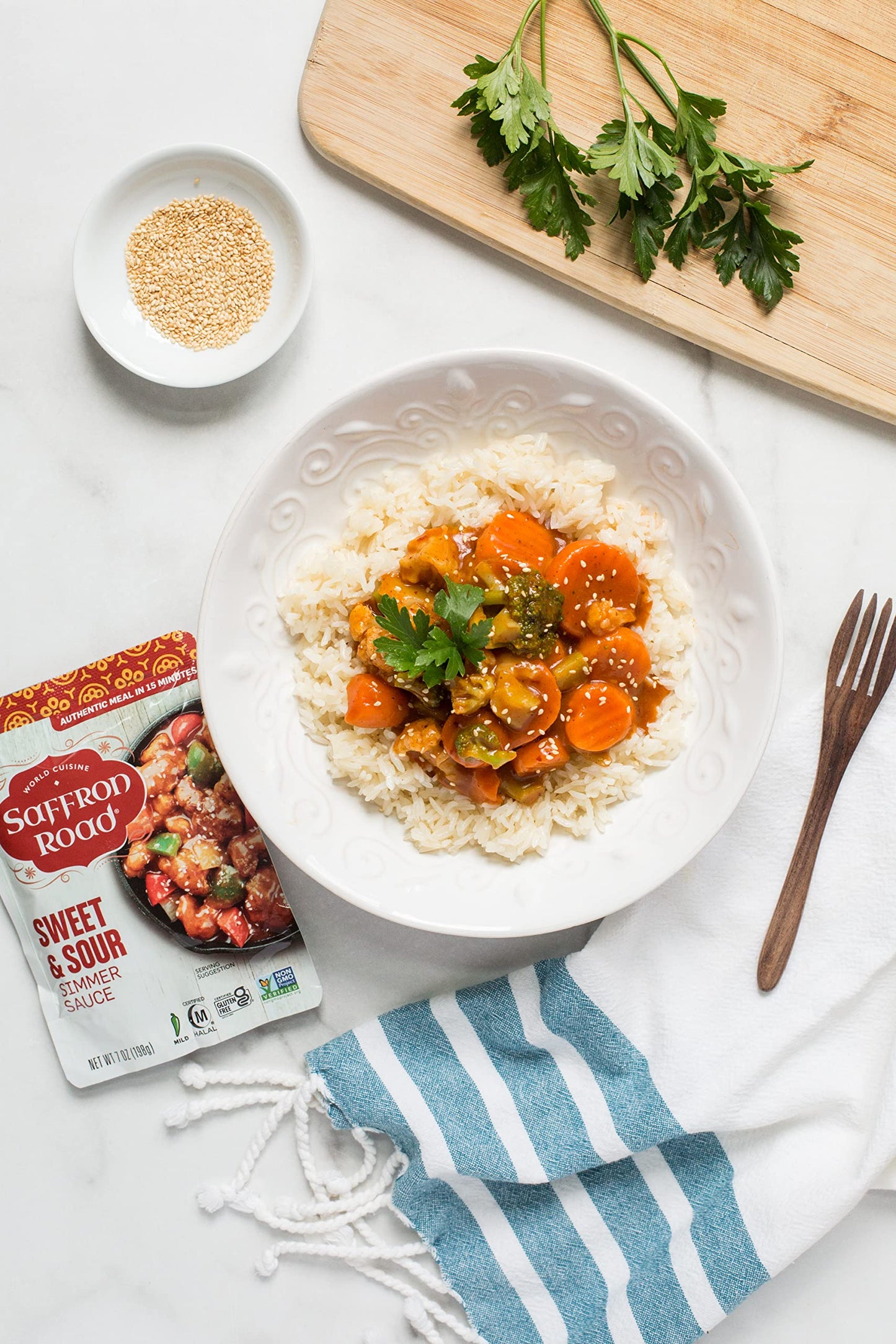 Saffron Road Sweet And Sour Simmer Sauce | Globally Inspired Simmer Sauce | Gluten-Free, Vegan, Non-Gmo, And Certified Halal And