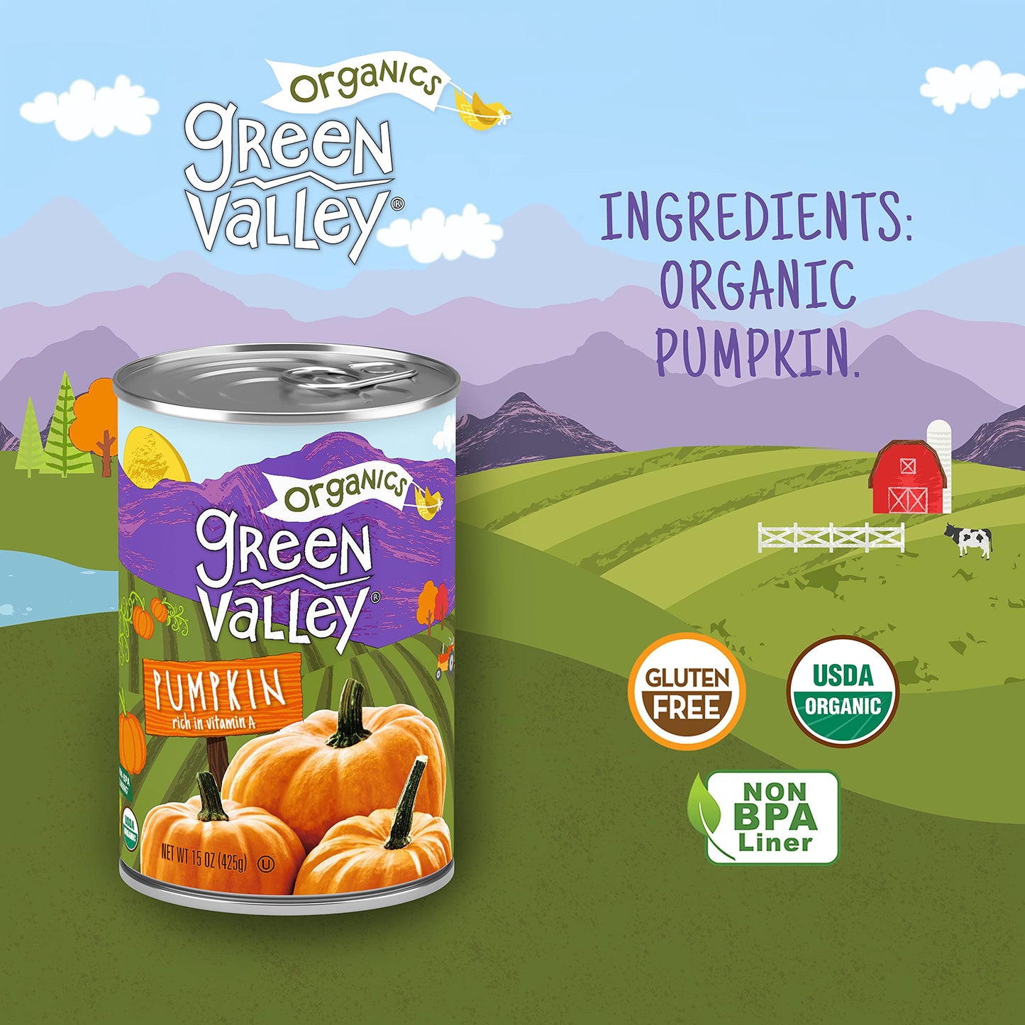 Green Valley Organics Pumpkin | Certified Organic | 100% Dickinson Variety | Sweet Earthy Delicious | Firm & Smooth | Vibrant Au