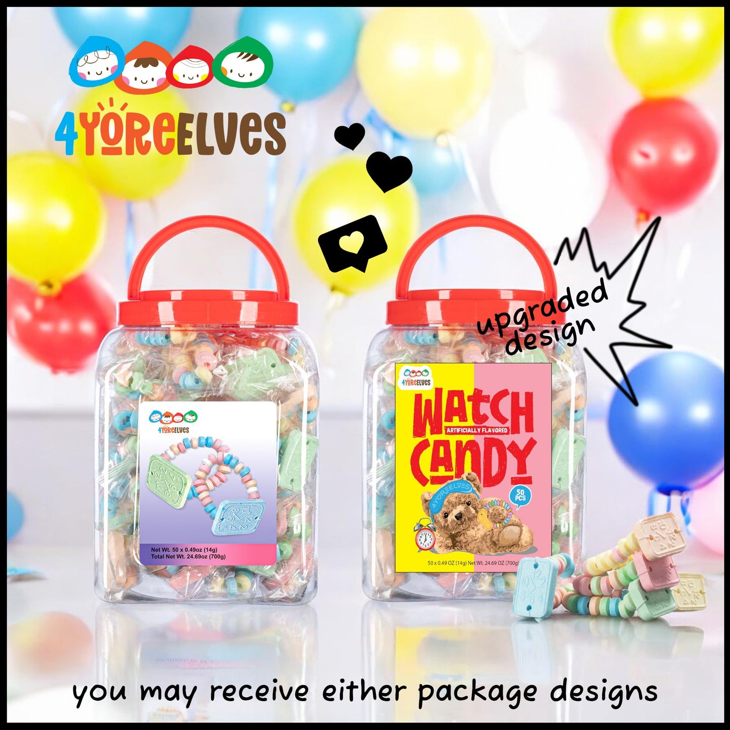 50 Candy Bracelet Watches Individually Wrapped, Taste Nostalgia With Our Playful And Delicious Candy Jewelry, Perfect For Party