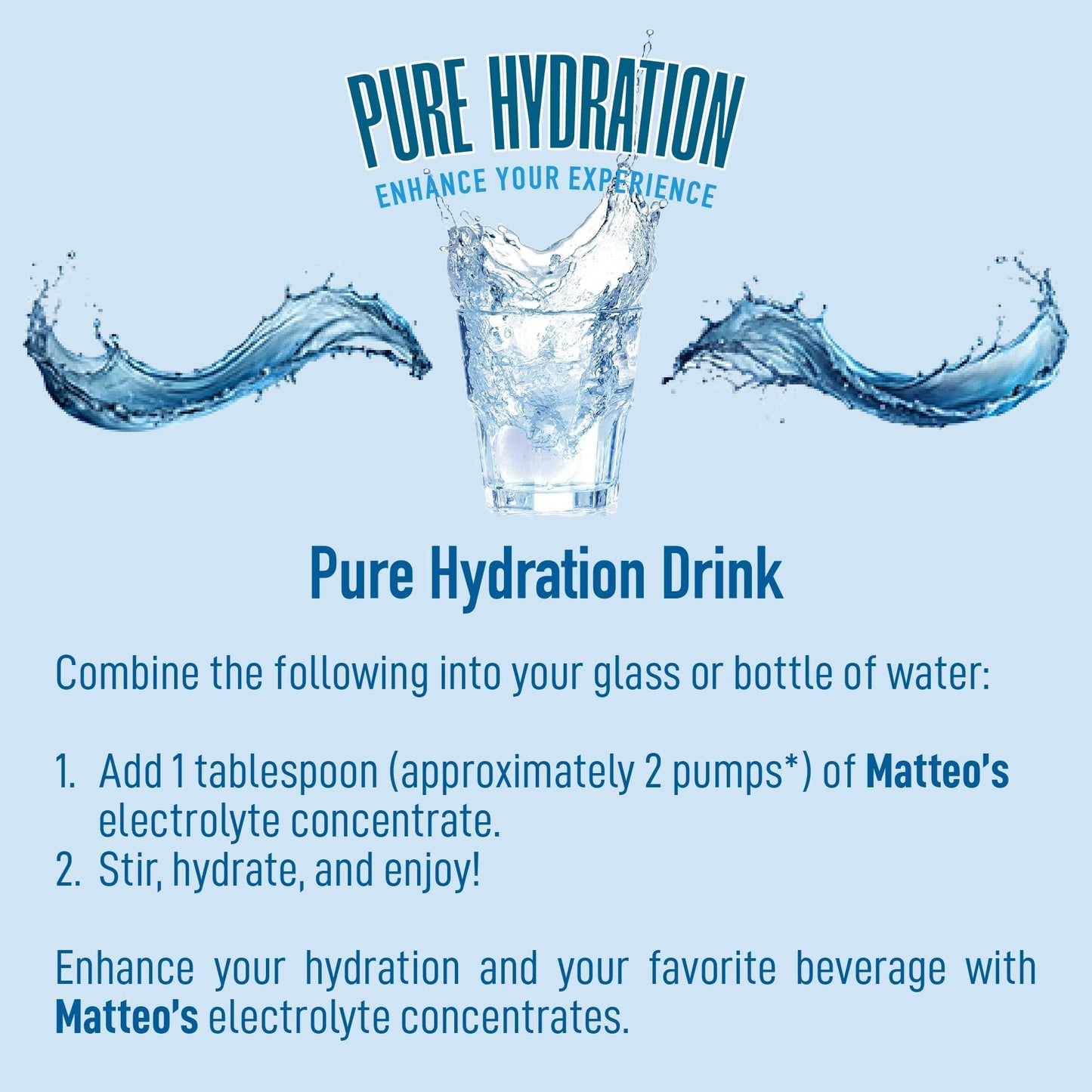 Matteos Electrolyte Drink Concentrate - Sugar-Free, Plain Flavor, 25.4 Fl Oz, Ideal for Workouts and Travel