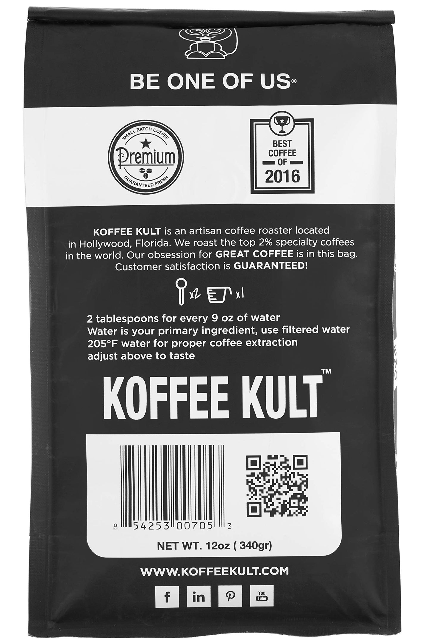 Koffee Kult Eye Cracker Espresso Coffee Beans - Bright, Bold Medium Roast With A Citrus Twist Coffee Crema - Artisan Roasted Fresh 100% Arabica Speciality Grade (Whole Bean, 12Oz)