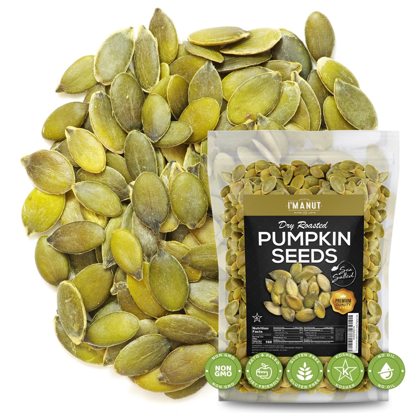 Oven Toasted Pumpkin Seeds with Sea Salt (Papitas) 64 oz (4 lb) Batch Tested Gluten & Peanut Free | No Oils | No PPO | Non GMO |
