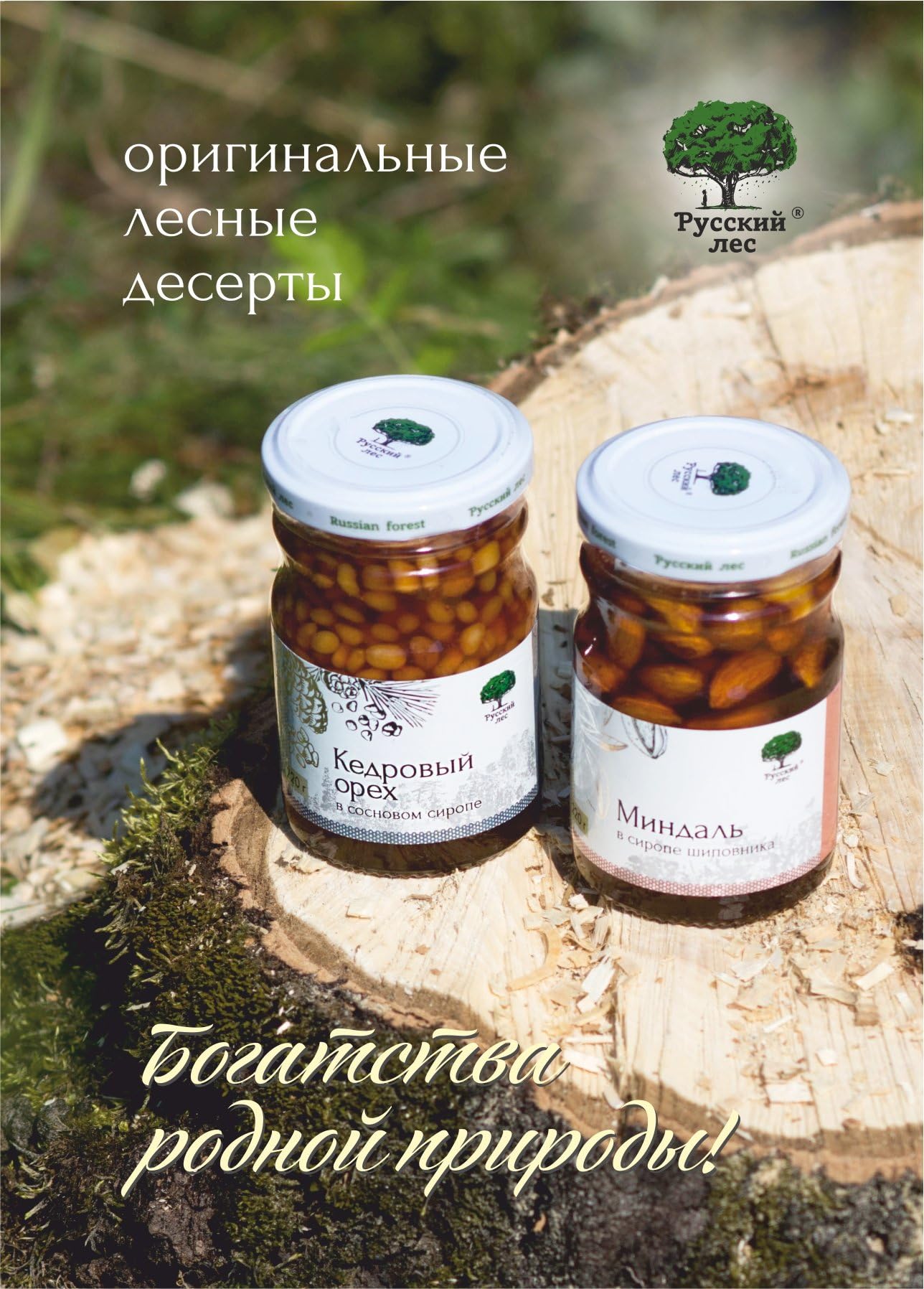 RUSSIAN FOREST Siberian Pine Nuts in Pine Cone Syrup, Natural Dessert, 220g/7.76oz