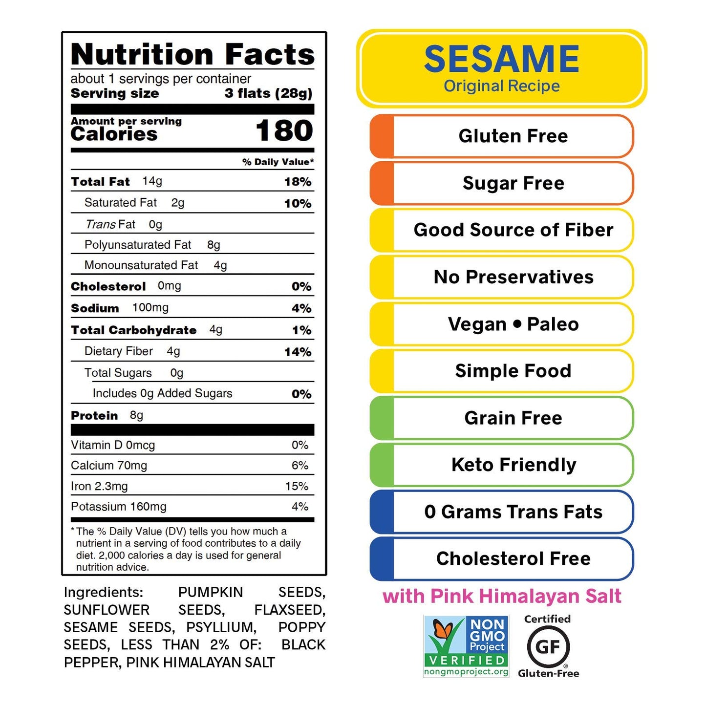 ELLAS FLATS Variety All Seed Savory Crisps - Gluten Free, Vegan, Keto Friendly, 20 Pack, 1 Ounce Each