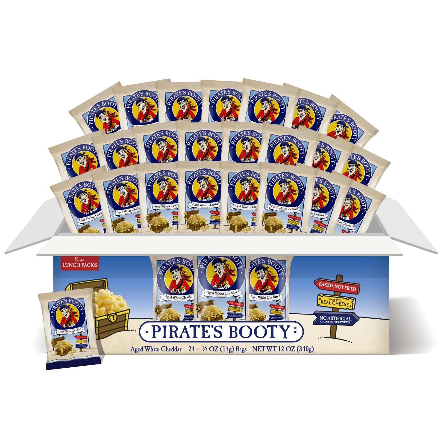 Pirate'S Booty Aged White Cheddar Cheese Puffs, Gluten Free, Halloween, Healthy Kids Snacks, 0.5 Ounce (Pack Of 24)