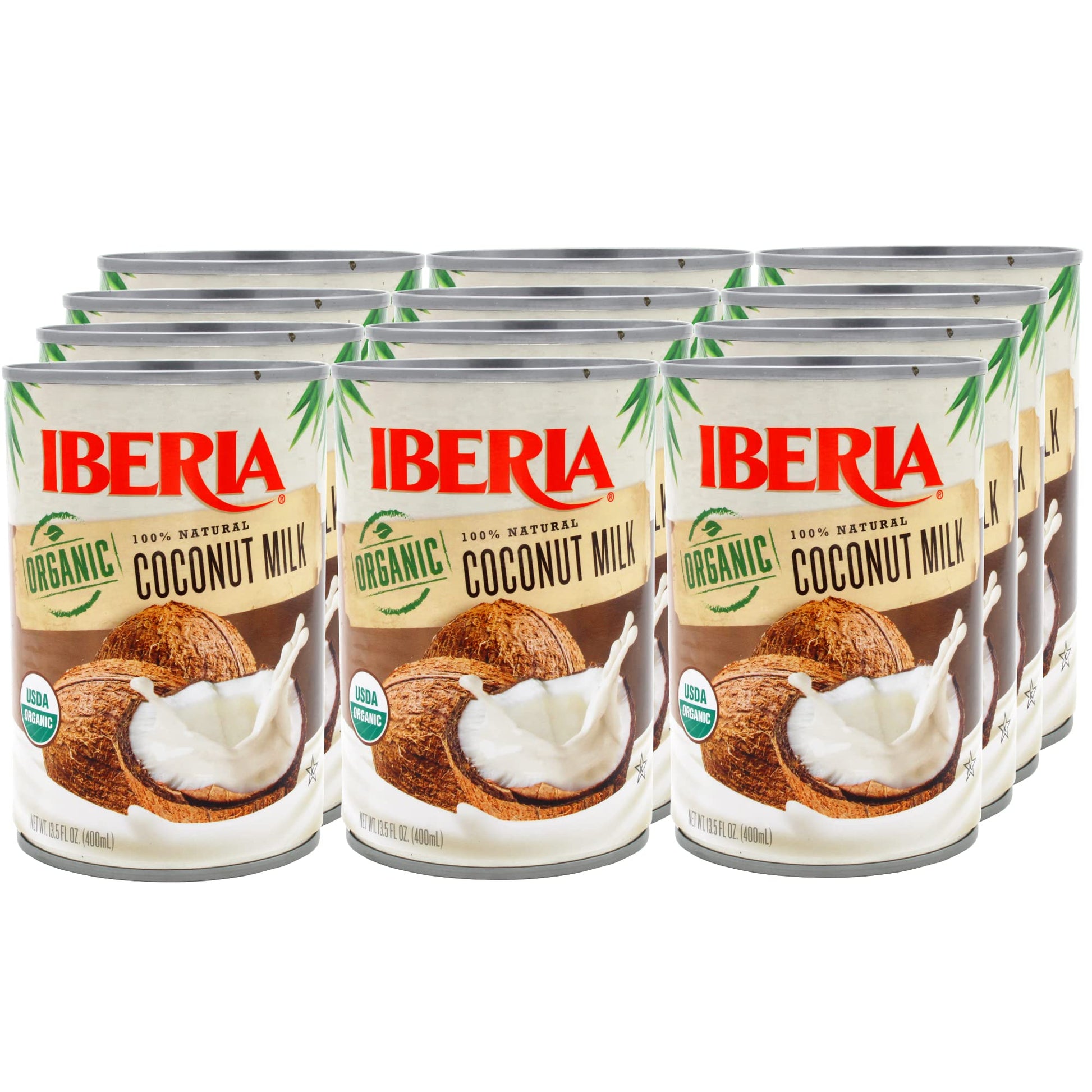 Iberia Organic Coconut Milk, 13.5 fl. oz. (Pack of 12) - Non-Dairy, Vegan, Gluten-Free