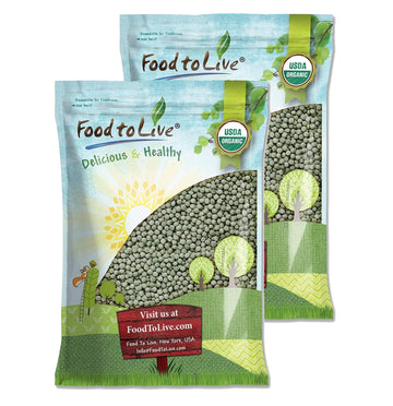 Food to Live Organic Green Peas, 20 Pounds Sproutable, Non-GMO, Kosher, Dried
