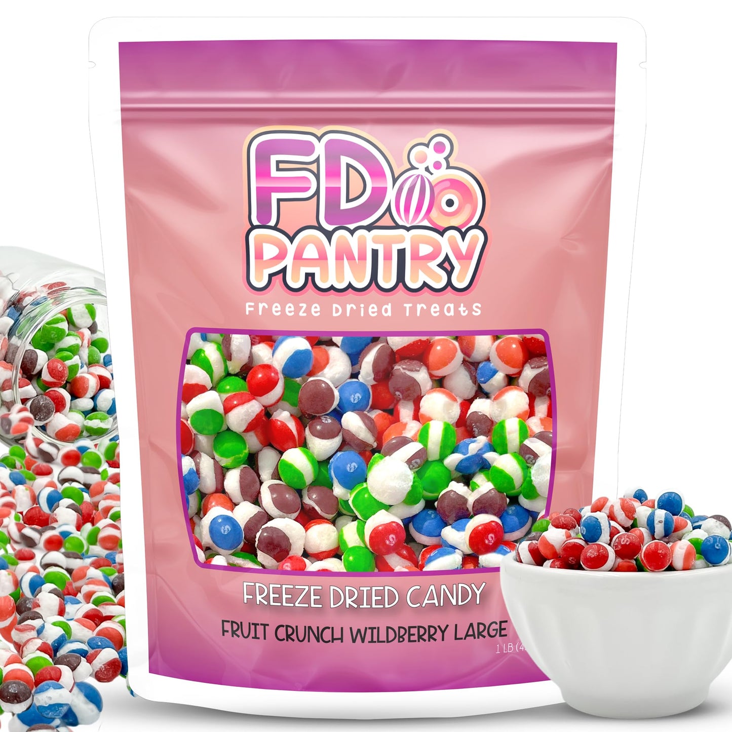 Freeze Dried Fruit Crunch Candy Large (Wildberry, 1 Pound) 16 Oz