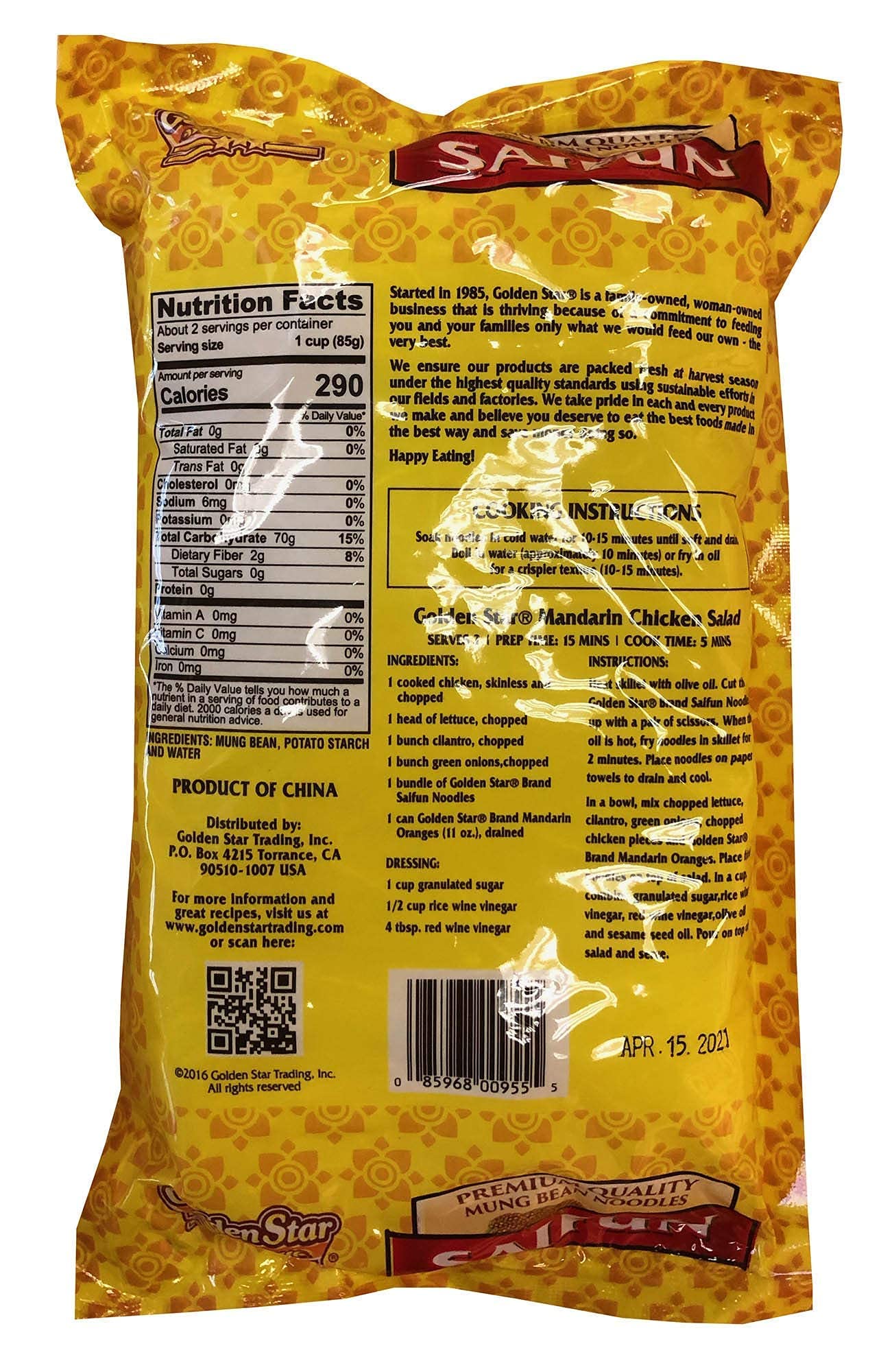 Golden Star Saifun Mung Noodles, 6Oz Bag (8 Pack)