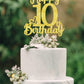 10th Birthday Cake Topper - Double Sided Gold Glitter, Happy 10th birthday Cake Topper for girls,10 Cake decorations For girls, 