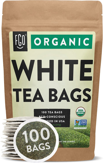 Fgo Organic White Tea, Eco-Conscious Tea Bags, 100 Count