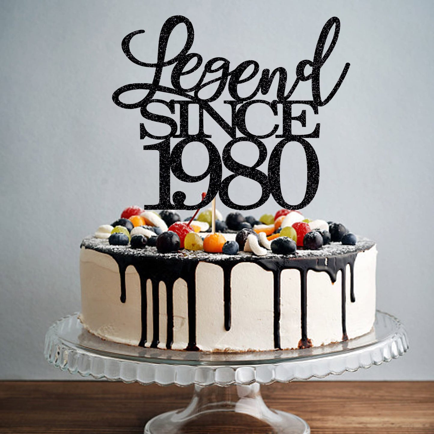 Migeaks Legend Since 1980 Cake Topper 44Th Birthday Happy Birthday Cake Topper Men And Women Cheer 44 Years Old Handmade Black G