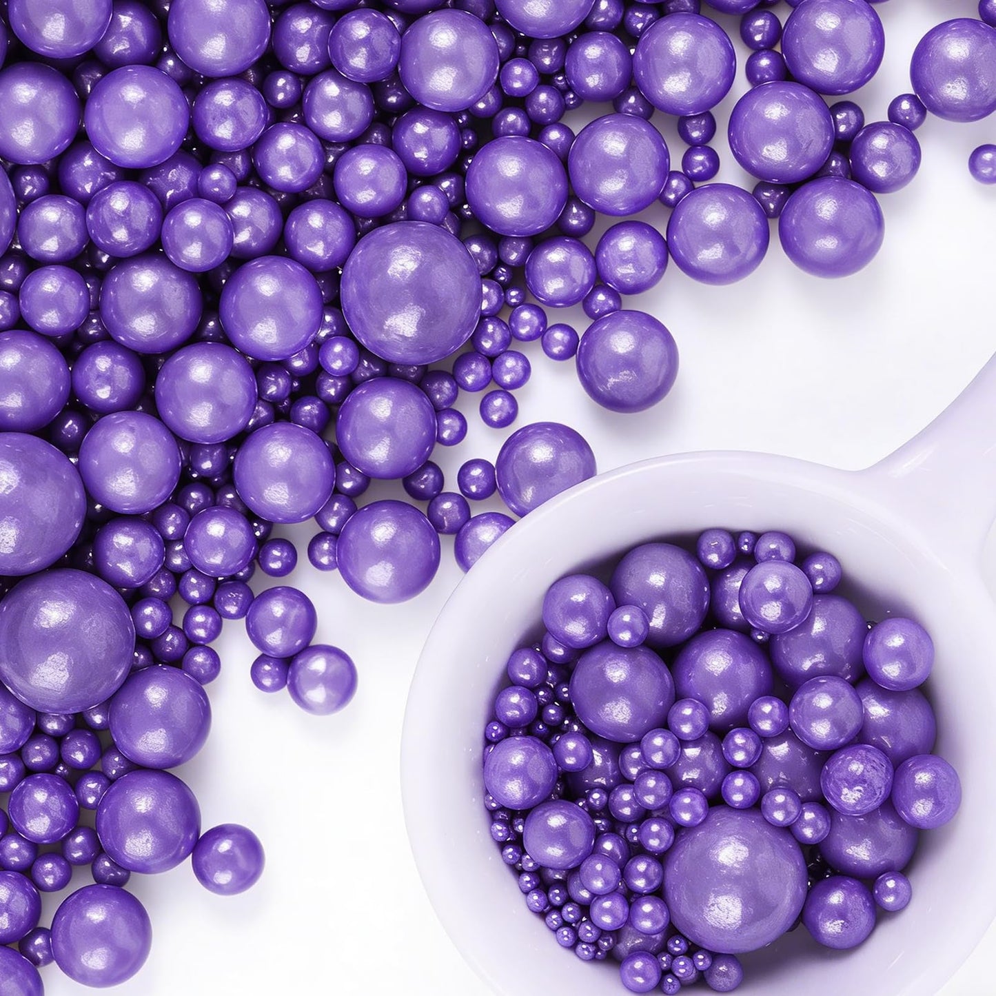 Purple Pearl Sprinkles for Cake Decorating, 6 Sizes Mix 4.6 oz Edible Pearls Sugar Sprinkles for Baking Cupcake Cookies