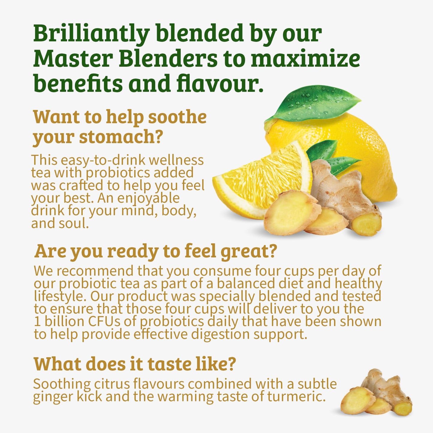 Twinings Superblends Probiotics+ Lemon & Ginger Flavoured Herbal Tea with Turmeric  Caffeine-Free  18 Count (Pack of 1)  Enjoy Hot or Iced  18 Teabags