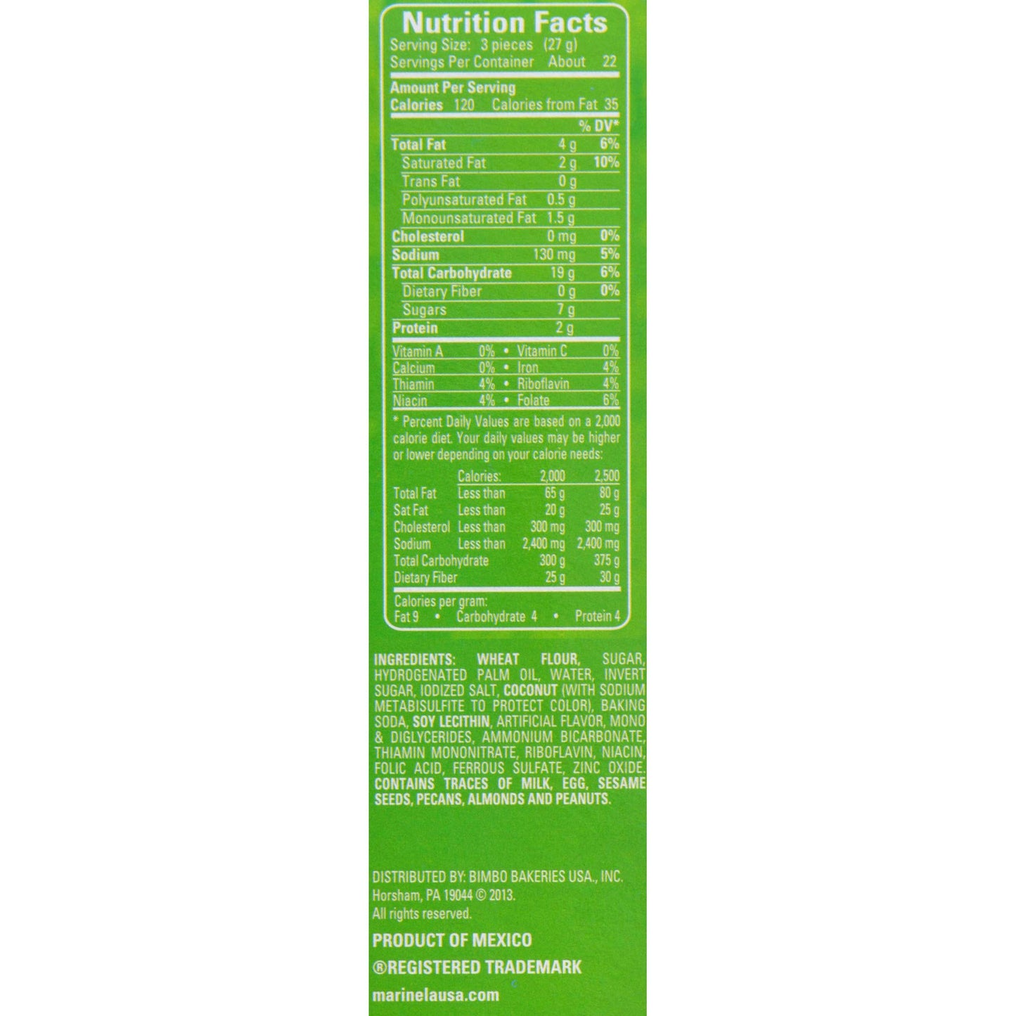 Marinela Caribenas Coconut Cookies, 8 Count, 20.1 Oz