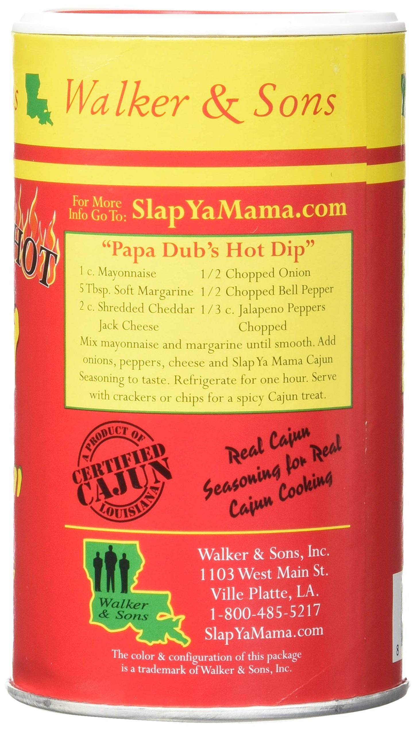 Slap Ya Mama Cajun Seasoning from Louisiana, Hot Blend, No MSG and Kosher, 8 Ounce Can, Pack of 3