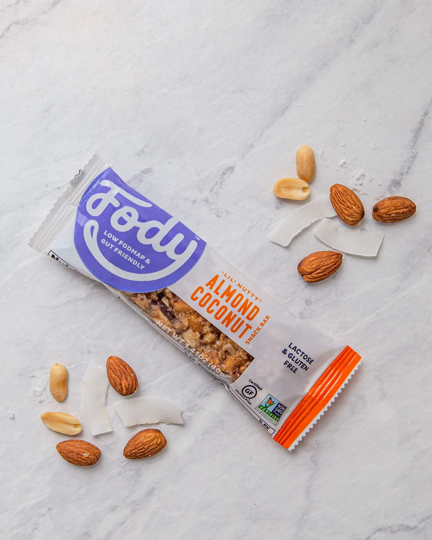 Fody Foods Vegan Protein Nut Bars, Almond Coconut, Low FODMAP, 6g Protein, 12 Count