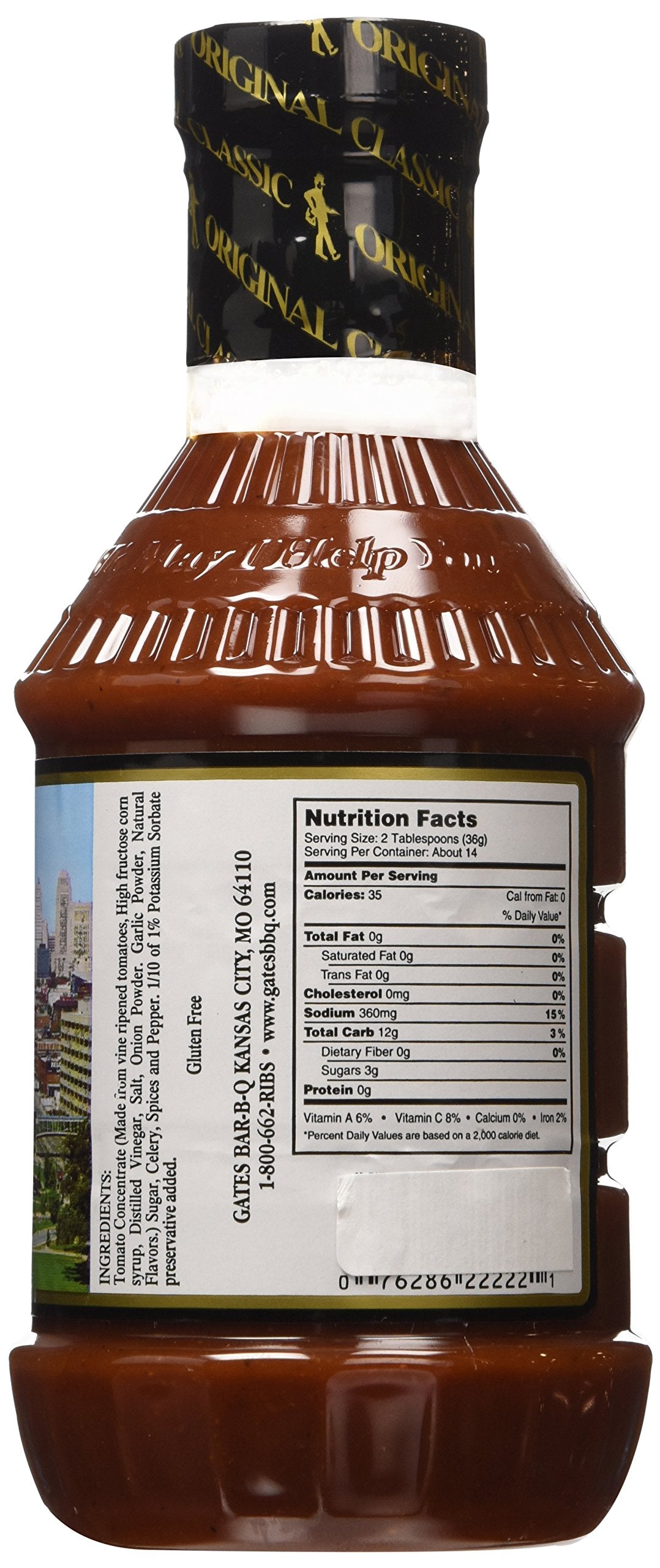 Gates Original Classic Bar-B-Q Sauce, 18 Ounce Bottle, Kansas City Style Barbecue Sauce