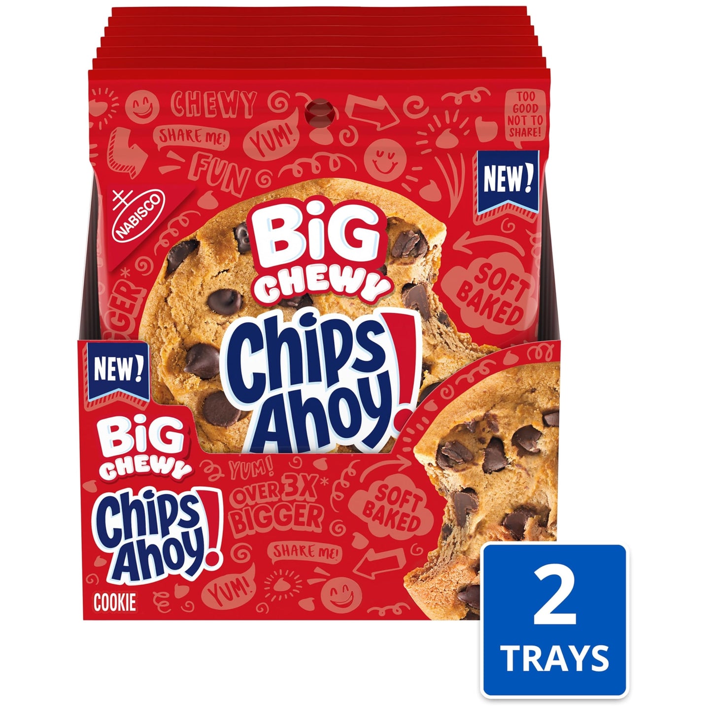 CHIPS AHOY! Big Chewy Chocolate Chip Cookies, 14 Snack Packs, Large Size
