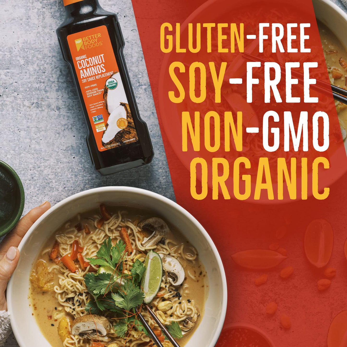 BetterBody Foods Organic Coconut Aminos, Soy Sauce Alternative, Gluten Free, Soy Free, Non-GMO, Kosher, 16.9 Ounces (Pack of 2)