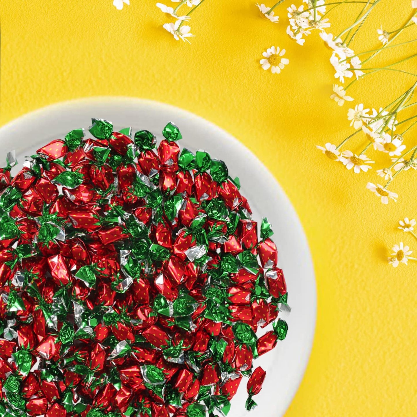 Strawberry Hard Candy - 6 Pounds - Old Fashioned Christmas Candy - Bulk Individually Wrapped Candy For Office - Strawberry Bon B