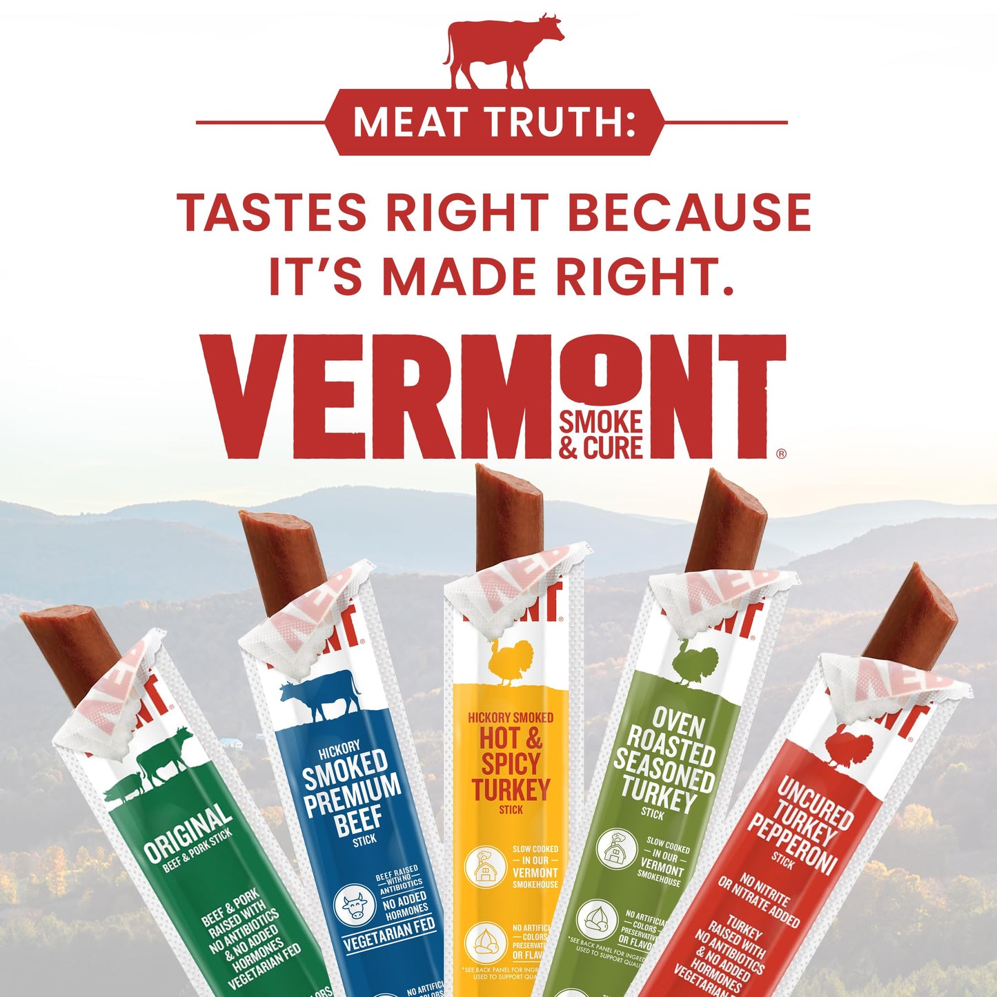 Vermont Smoke & Cure Meat Sticks - Oven Roasted Turkey - Protein Snacks, No Antibiotics Or Added Hormones, Hiking Snacks- 1 Oz,