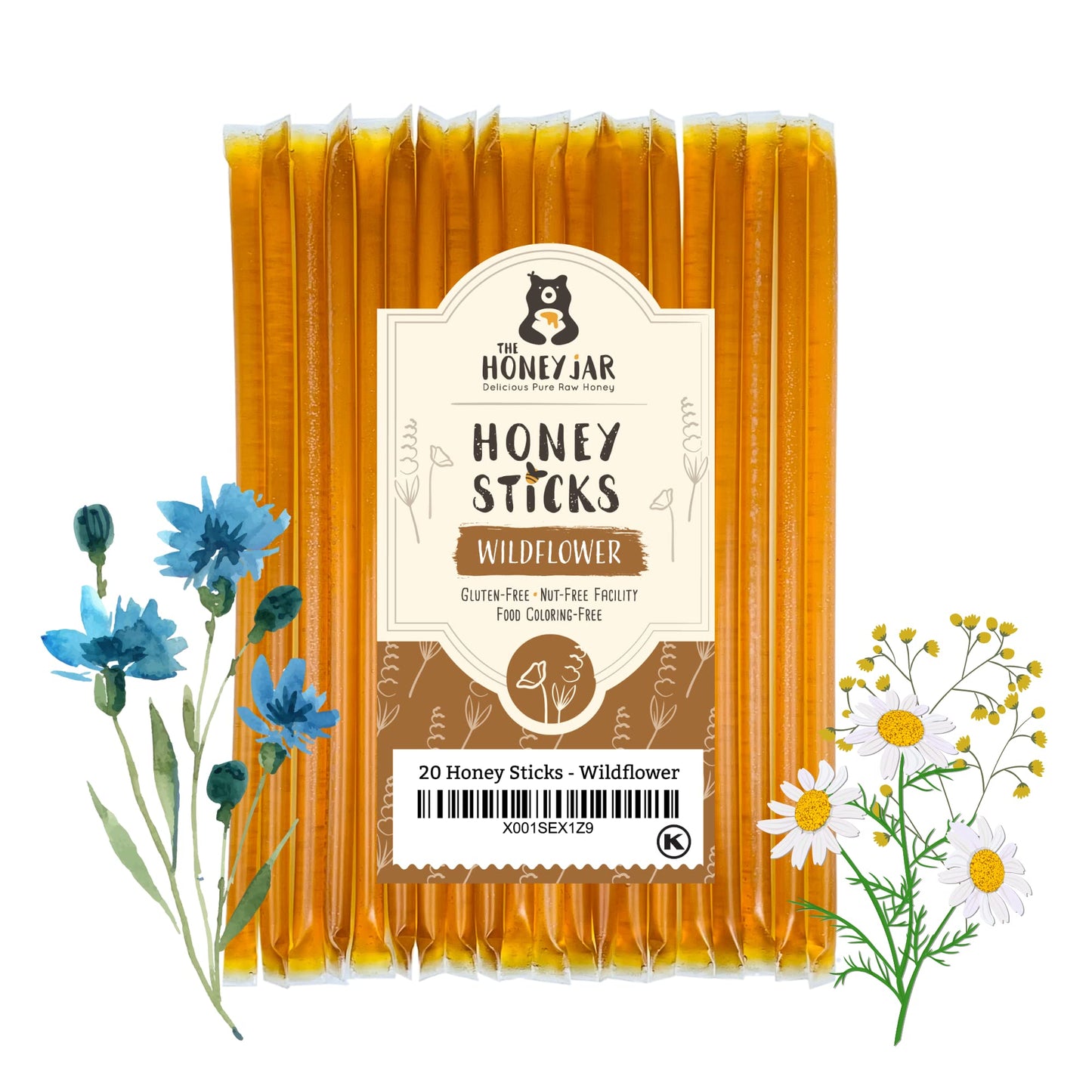The Honey Jar - Wildflower Varietal Honey Sticks - Pure Honey Straws For Tea, Coffee, Or A Healthy Treat - One Teaspoon Of Flavo