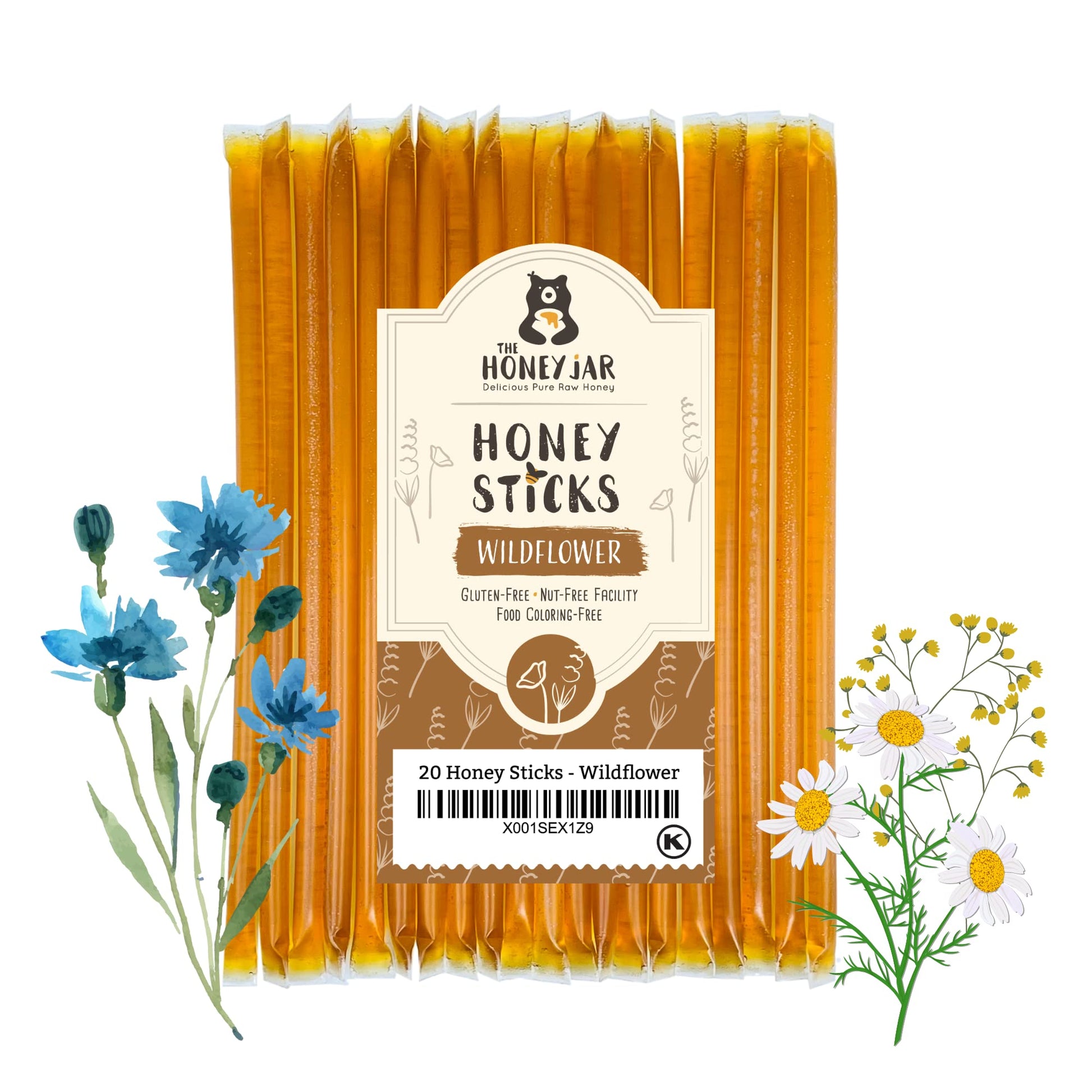 The Honey Jar - Wildflower Varietal Honey Sticks - Pure Honey Straws For Tea, Coffee, Or A Healthy Treat - One Teaspoon Of Flavo