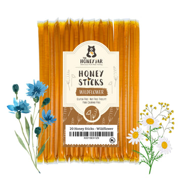 The Honey Jar - Wildflower Varietal Honey Sticks - Pure Honey Straws For Tea, Coffee, Or A Healthy Treat - One Teaspoon Of Flavo