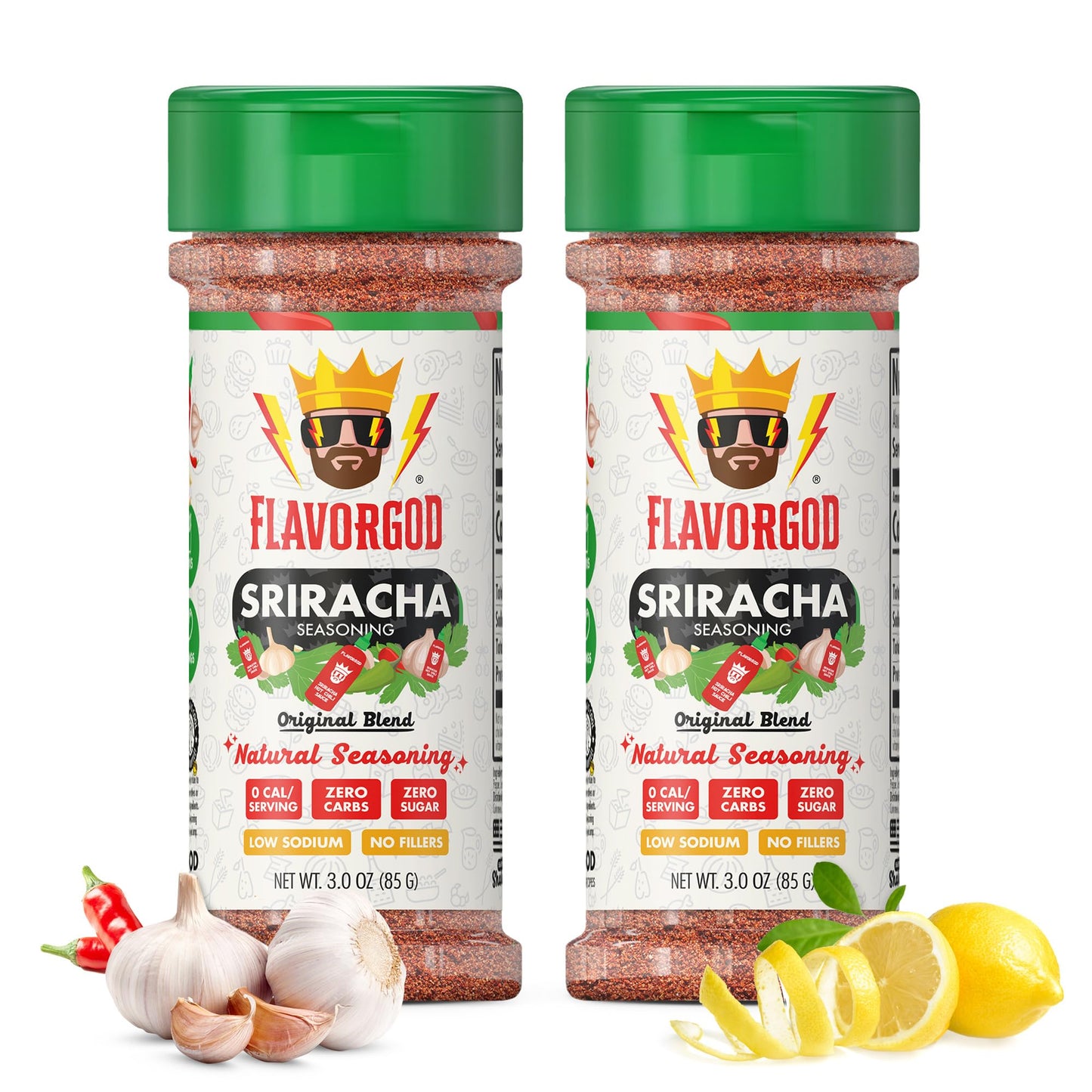 Flavor God Sriracha Seasoning Mix - Premium All Natural Spice Blend, 2 Pack, Kosher, Low Sodium, Vegan, Keto Friendly
