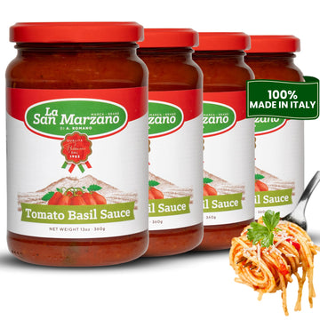 La San Marzano Tomato Basil Pasta Sauce, All Natural, Non-GMO, Vegan, Gluten Free, 13 oz (Pack of 4)