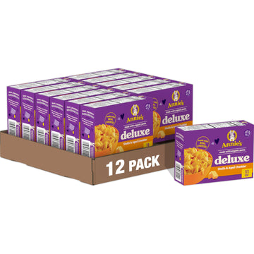 Annie s Deluxe Shells and Aged Cheddar, Pasta and Cheese Sauce, Mac and Cheese Made with Organic Pasta, Dinner Side or Snacks, 