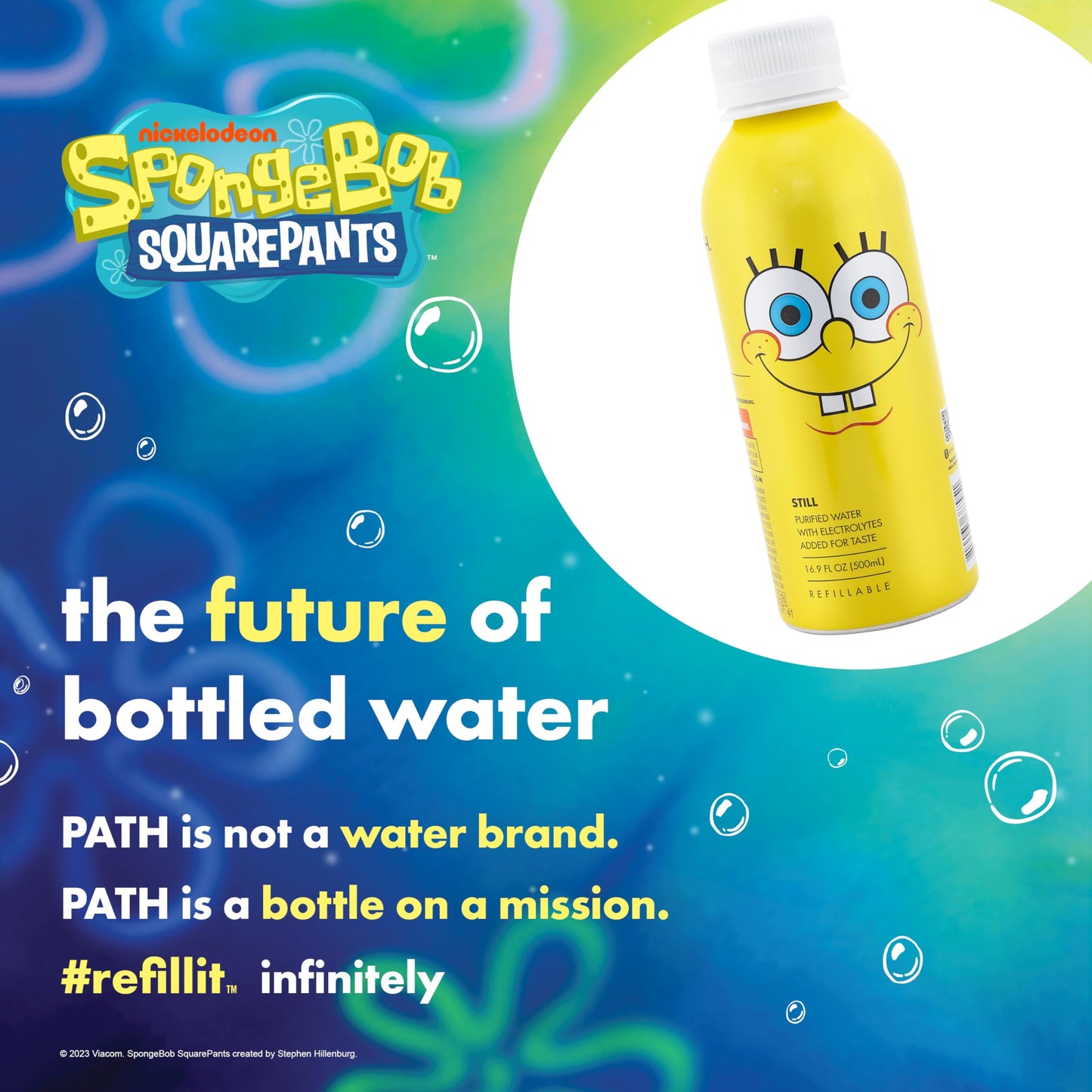 Path Still Water Ultra-Purified, Ph-Balanced, Locally Sourced - Nickelodeon Spongebob Edition Aluminum Water Bottle - Bpa-Free,