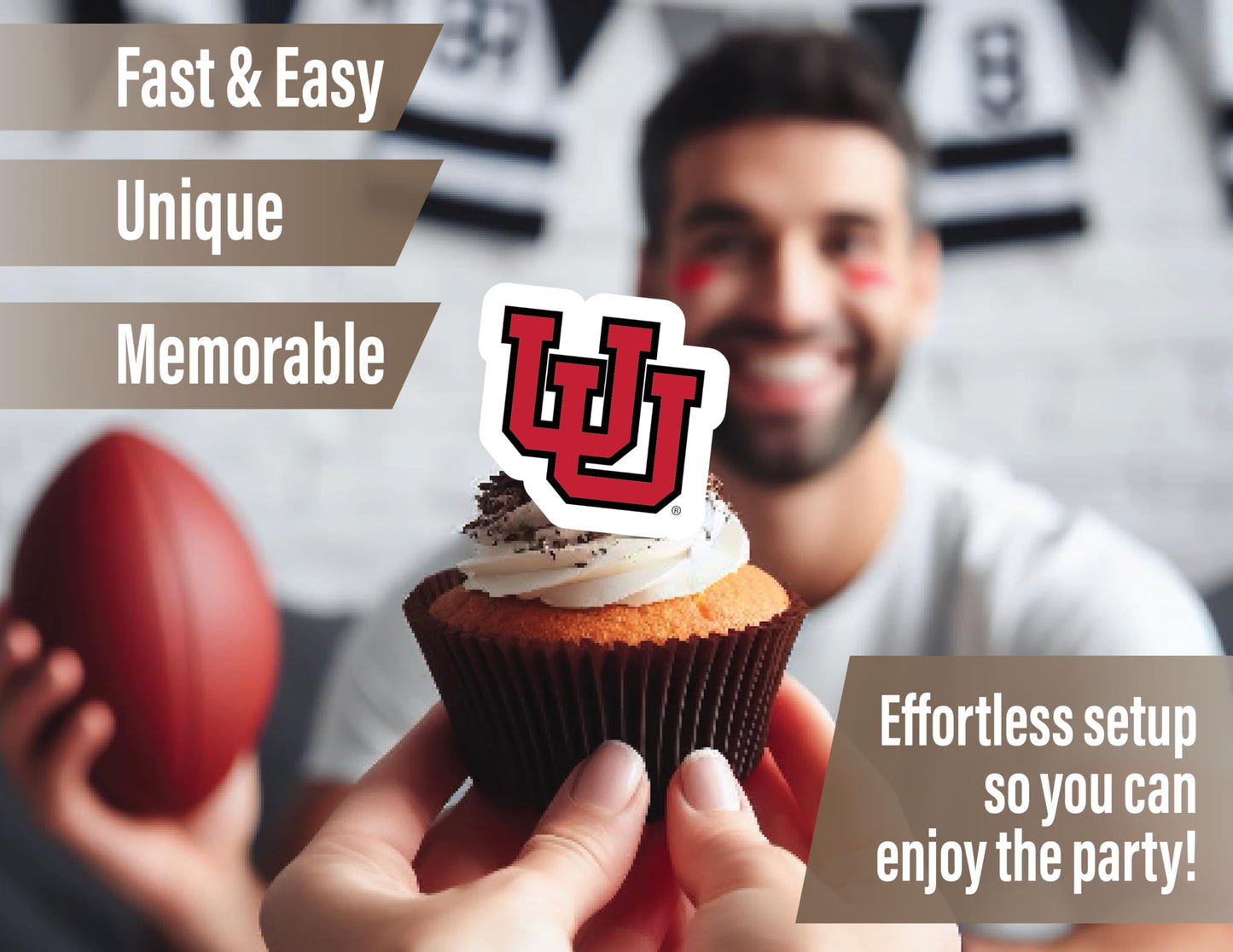 University Of Utah Utes Cupcake Toppers (24 Pcs) University Of Utah Party Supplies For Football Tailgating, Birthday Party, Utah