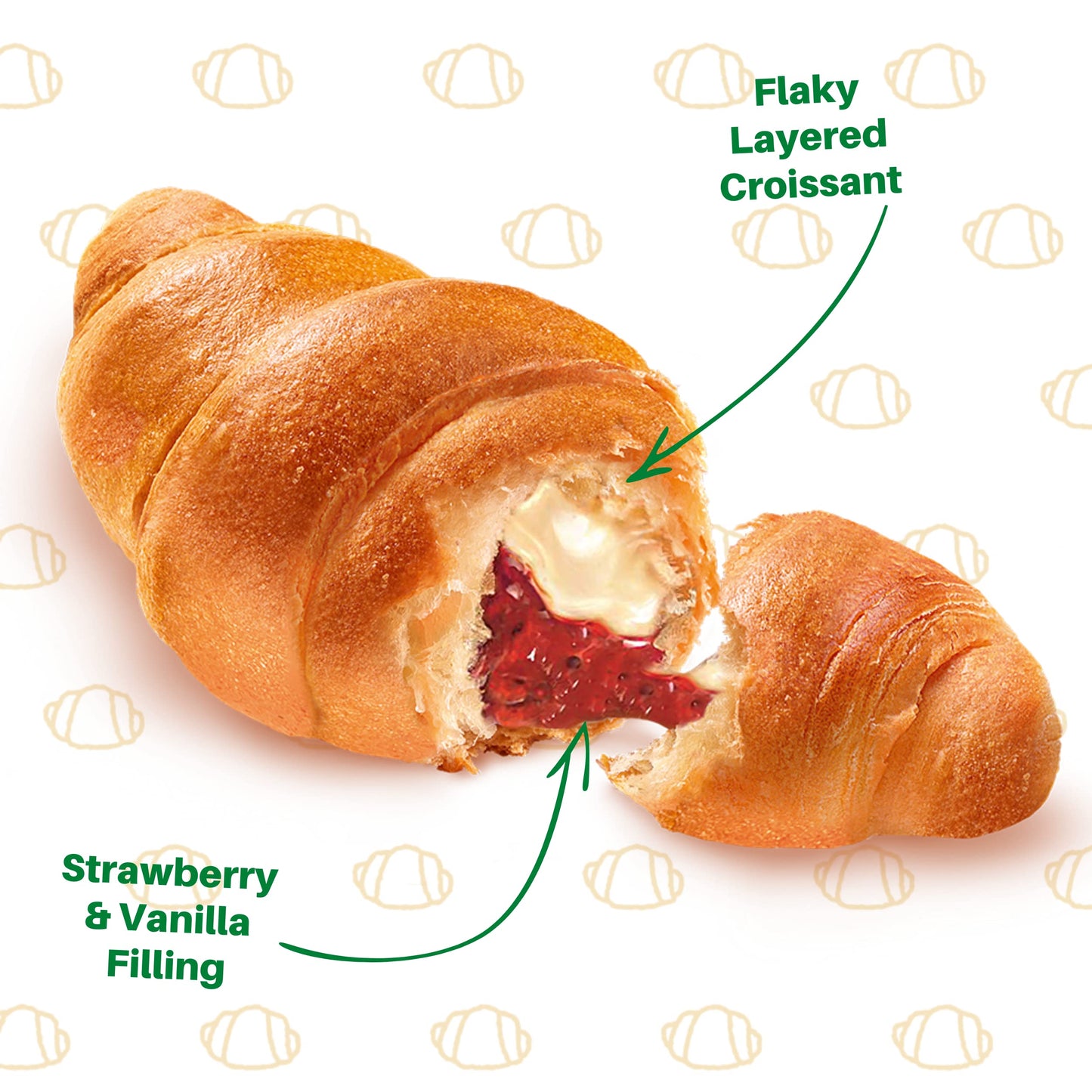 7Days Soft Croissant, Strawberry & Vanilla Croissant, Breakfast Pastry, Individually Wrapped On The Go Snack, Non-GMO, 2.65 Ounc