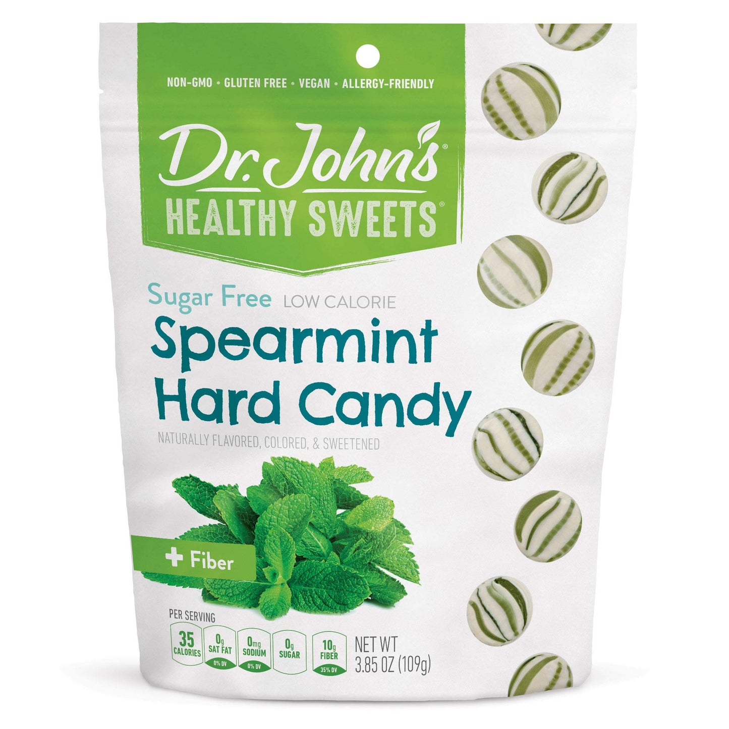 Dr. Johns Sugar Free Candy, Healthy Hard Candy With Zero Sugar, Low Calorie Snacks, Keto Friendly, Vegan, Gluten Free, Spearmint