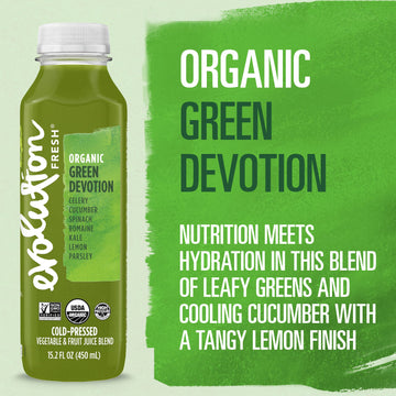 Evolution Fresh Organic Green Devotion - Cold-Pressed Vegetable & Fruit Juice Blend - Excellent Source Of Vitamin K - 15.2 Fl Oz