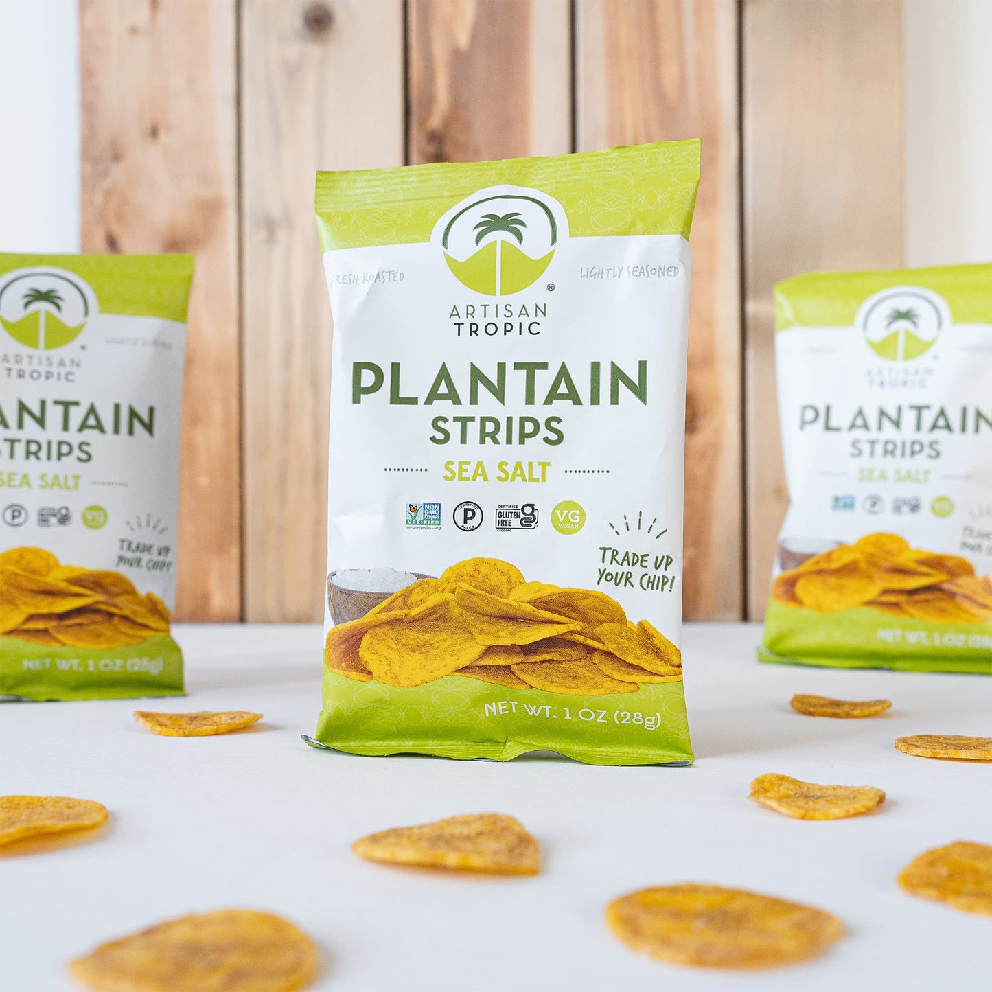 Artisan Tropic Plantain Strips Sea Salt - 6 Pack, 1Oz - Vegan, Paleo, Gluten Free Chips - Individual Bags Healthy Snacks For Sch