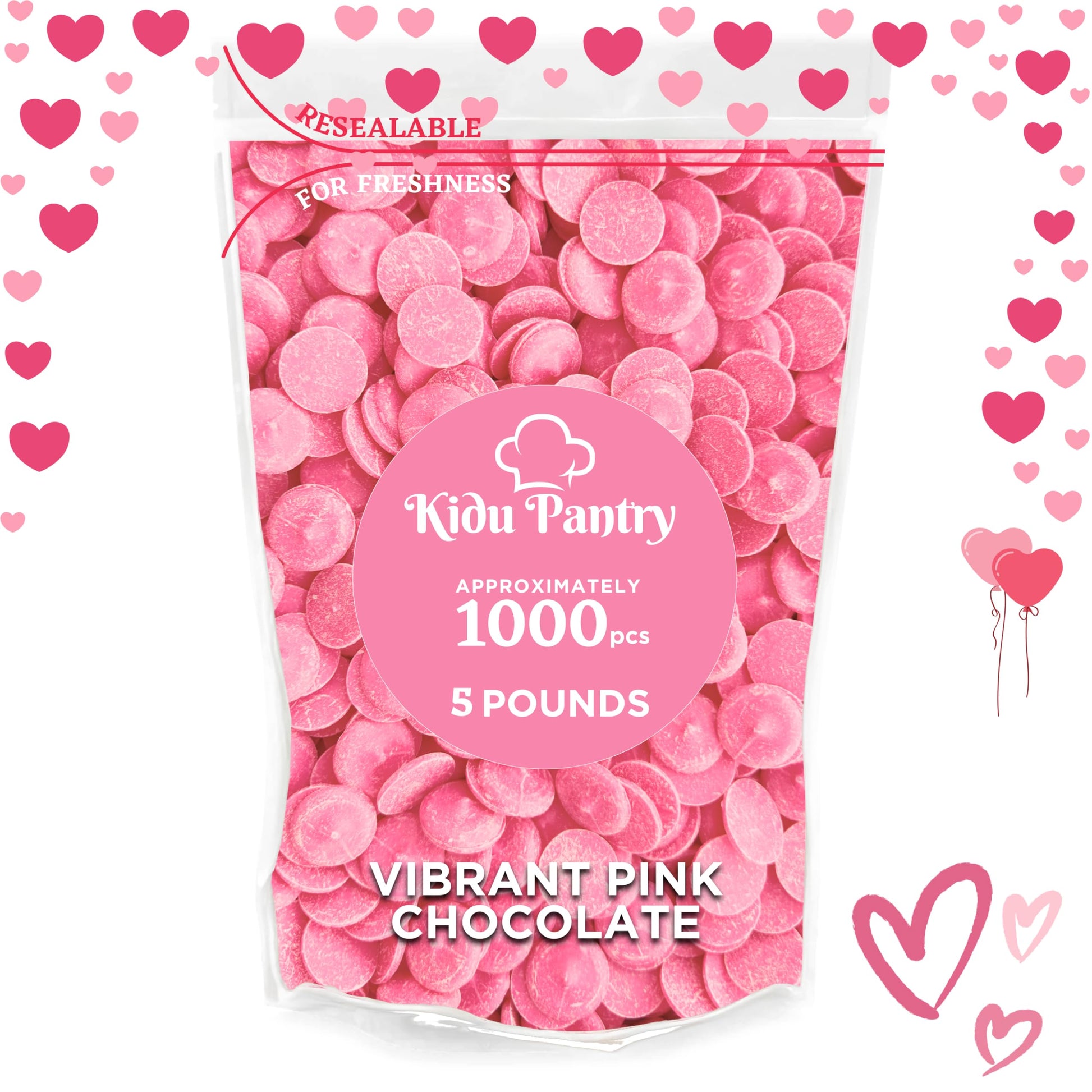 Kidu Pantry Melting Chocolate Wafers Bulk In Resealable Bag (Vibrant Pink, 5 Pound)