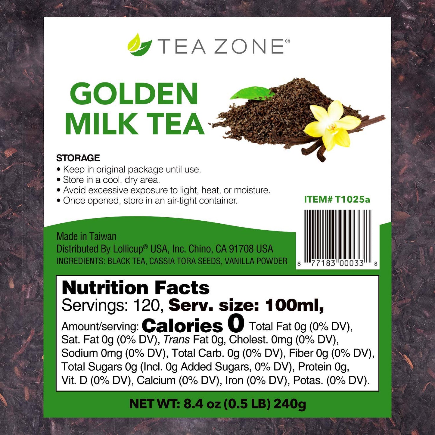 Tea Zone 8.5 Oz Golden Milk Tea, 25 Count