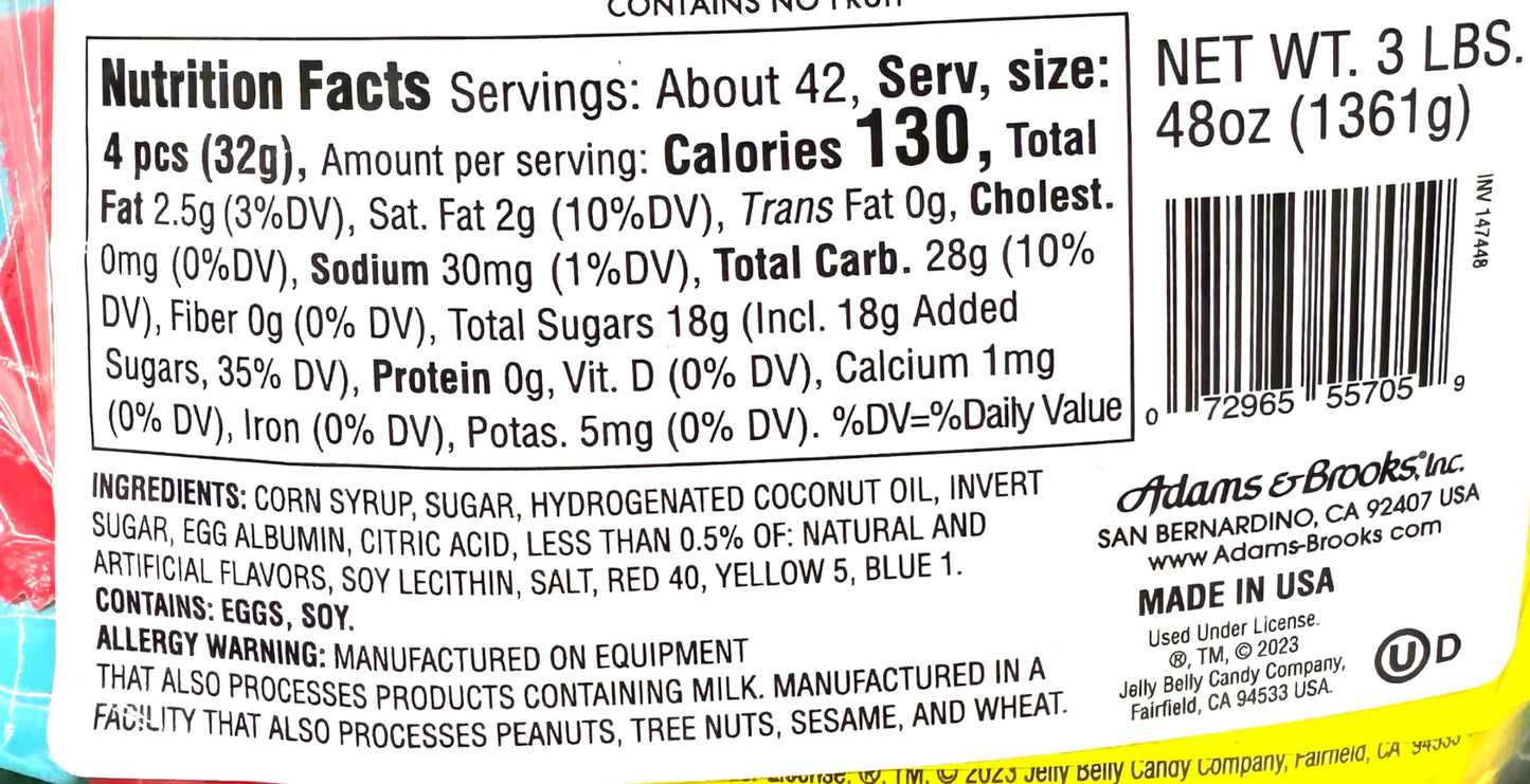 Jelly Belly Chews Taffy Candy Individually Wrapped Bulk Candy Chews - Jelly Belly Buttered Popcorn, Watermelon, Berry Blue and V