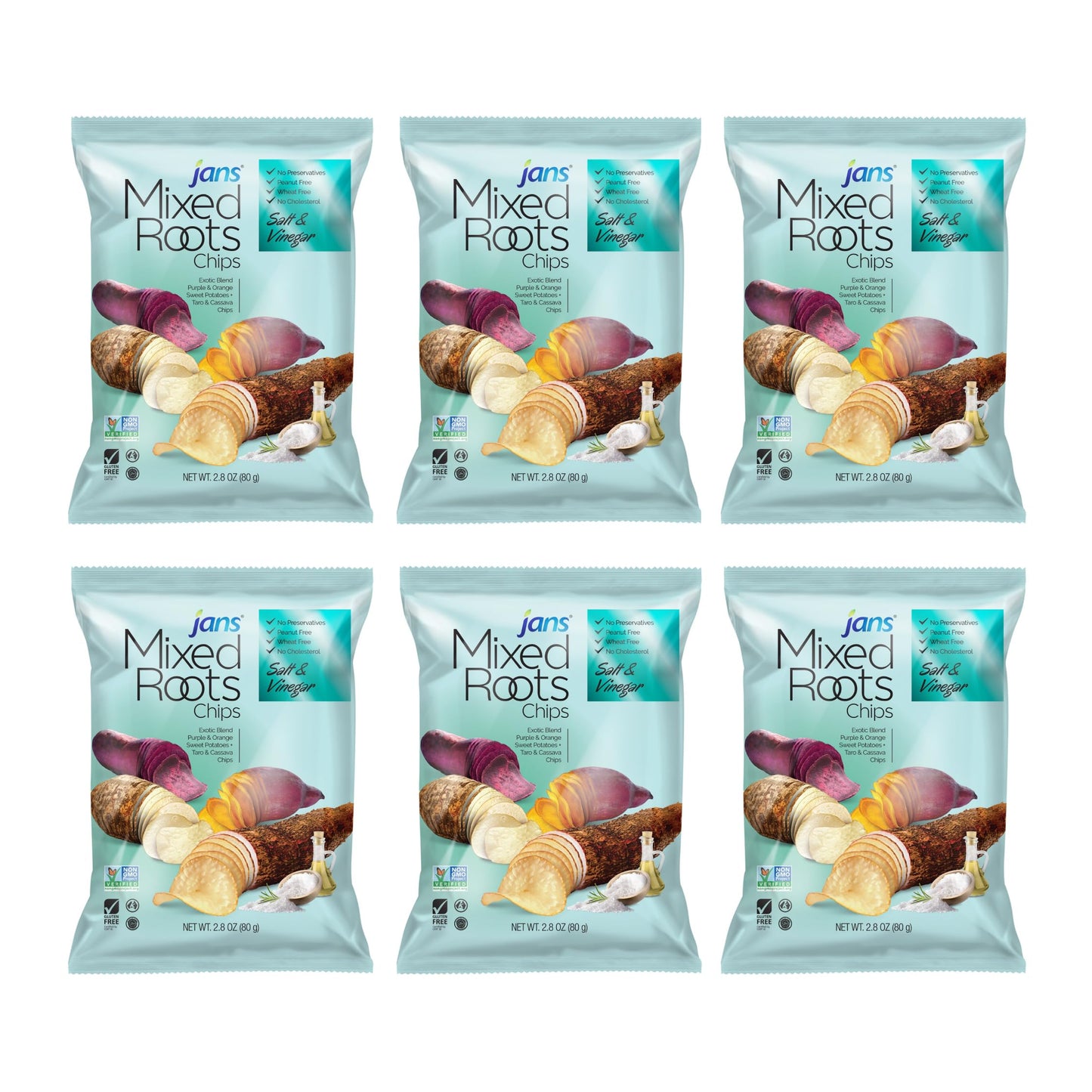 Mixed Roots Chips - All Natural Vegetable Chips (Salt & Vinegar, 2.8 oz) | Trans Fat & Cholesterol Free | Gluten Free & Non-GMO 