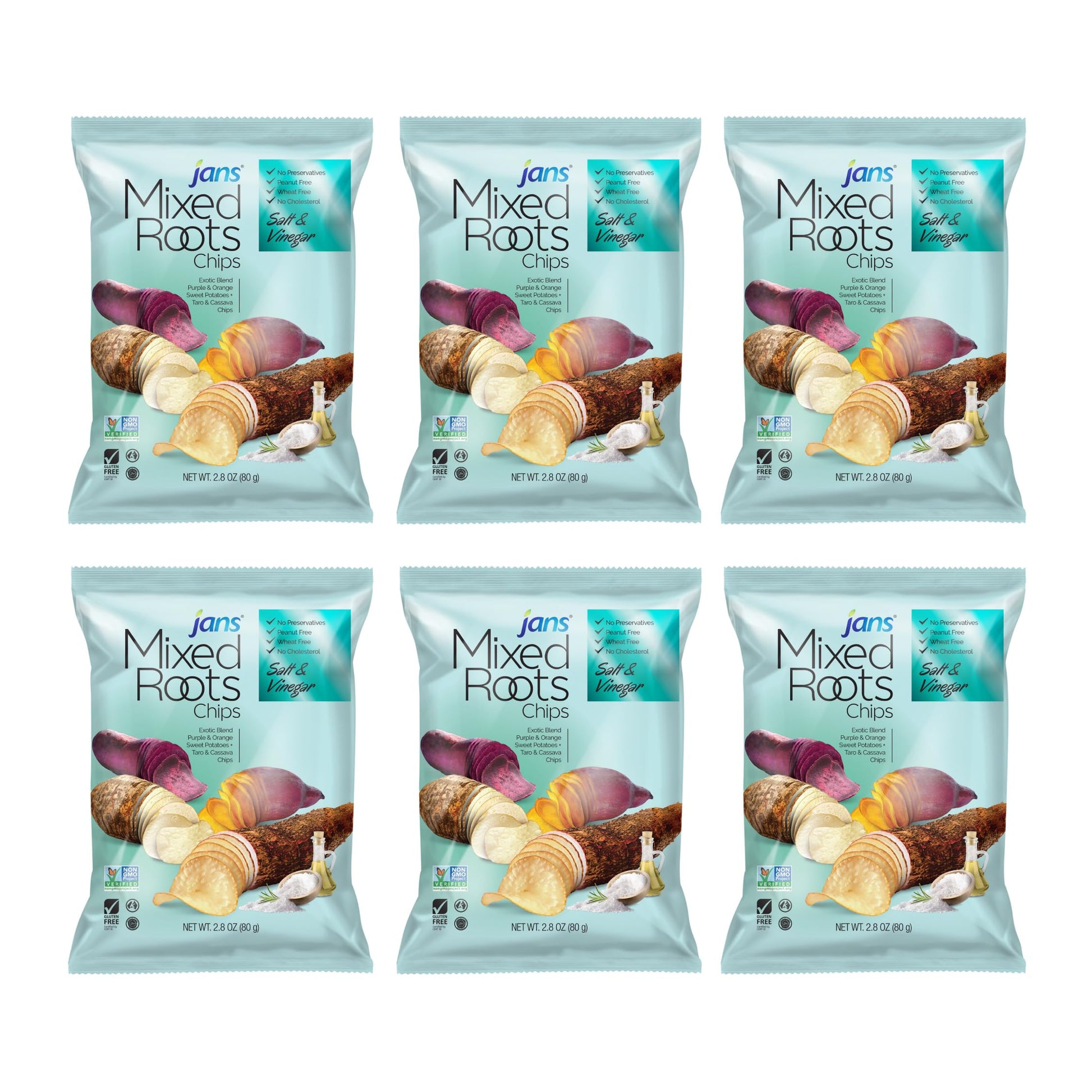 Mixed Roots Chips - All Natural Vegetable Chips (Salt & Vinegar, 2.8 oz) | Trans Fat & Cholesterol Free | Gluten Free & Non-GMO 