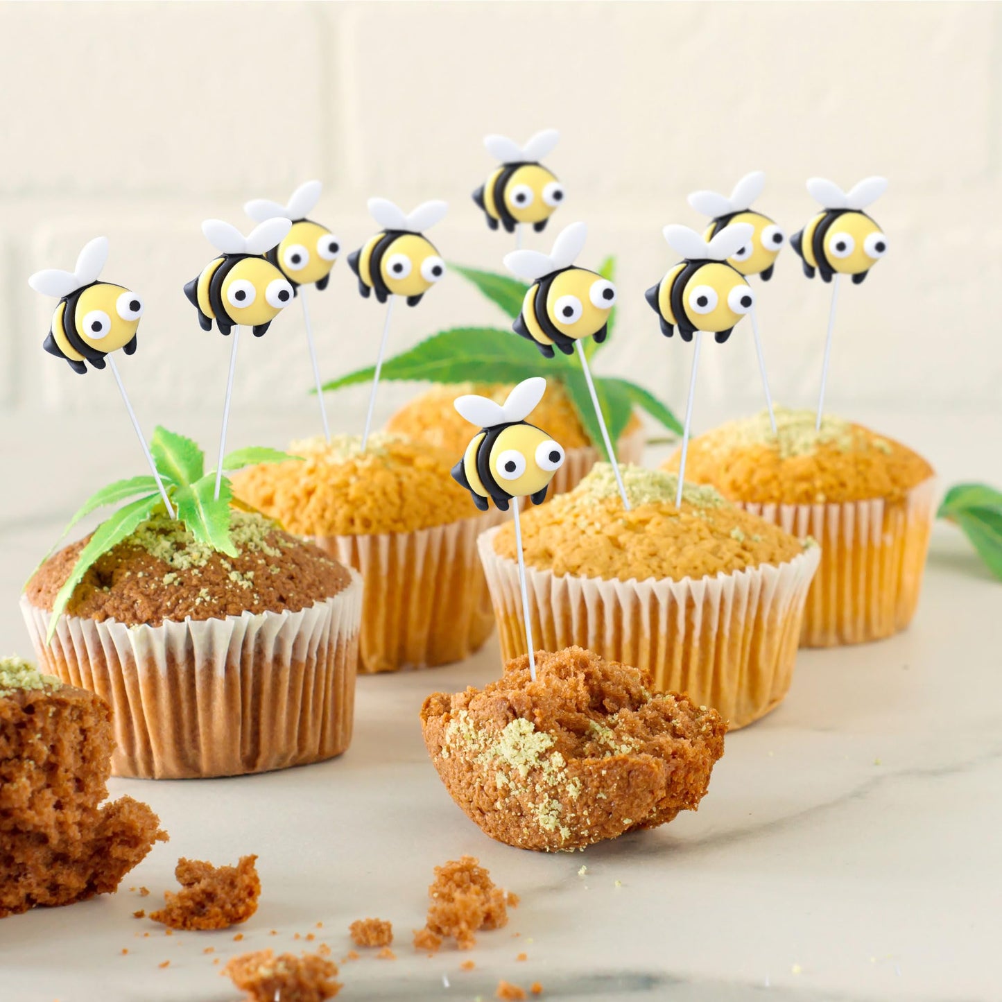 Gyufise 24Pcs Bumble Bee Cupcake Toppers Little Figurine Bee Cupcake Picks Oh Babee Cake Decorations For Bee Theme Baby Shower K