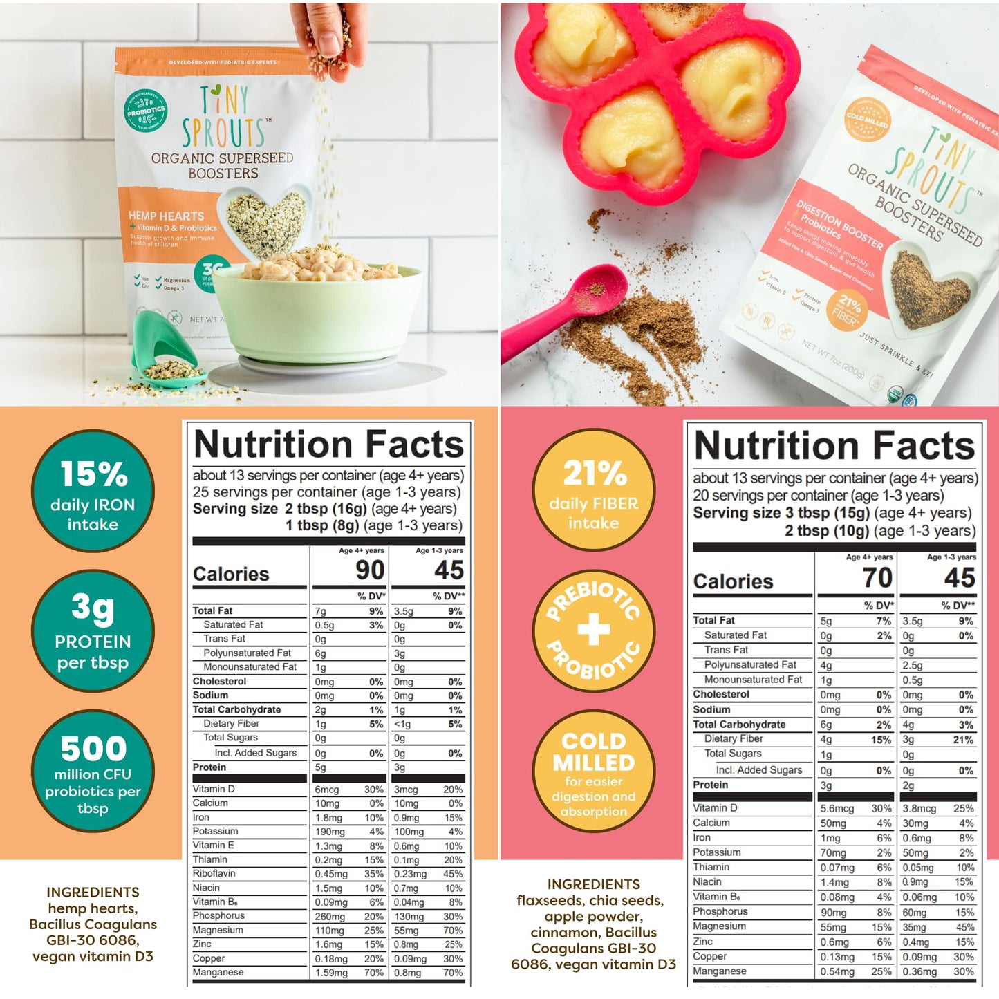 Superseed Variety Pack with Vitamin D + PROBIOTICS, Omega-3s Prebiotic Fiber Protein, Seeds for 6M+ Babies Toddlers & Kids for I