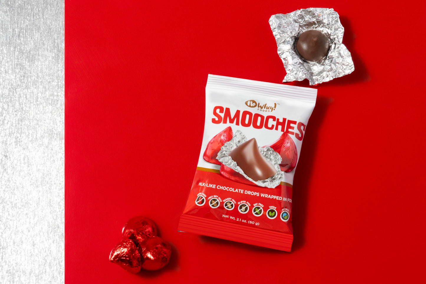 SMOOCHES, 2 PACK | Allergy Friendly, Vegan Chocolate Foil Wrapped Chocolate | Dairy Free, Nut Free, Peanut Free, Gluten Free | N