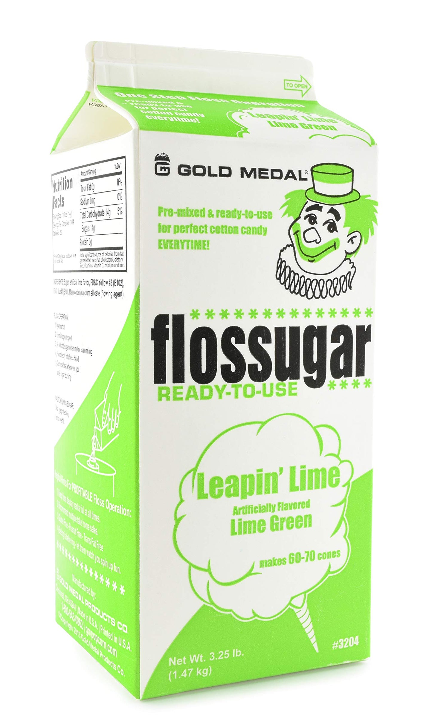 SNAPPY Cotton Candy Flossugar, 52 Oz - 1/2 Gallon, Pack of 6, 3.25 Pound Total Weight