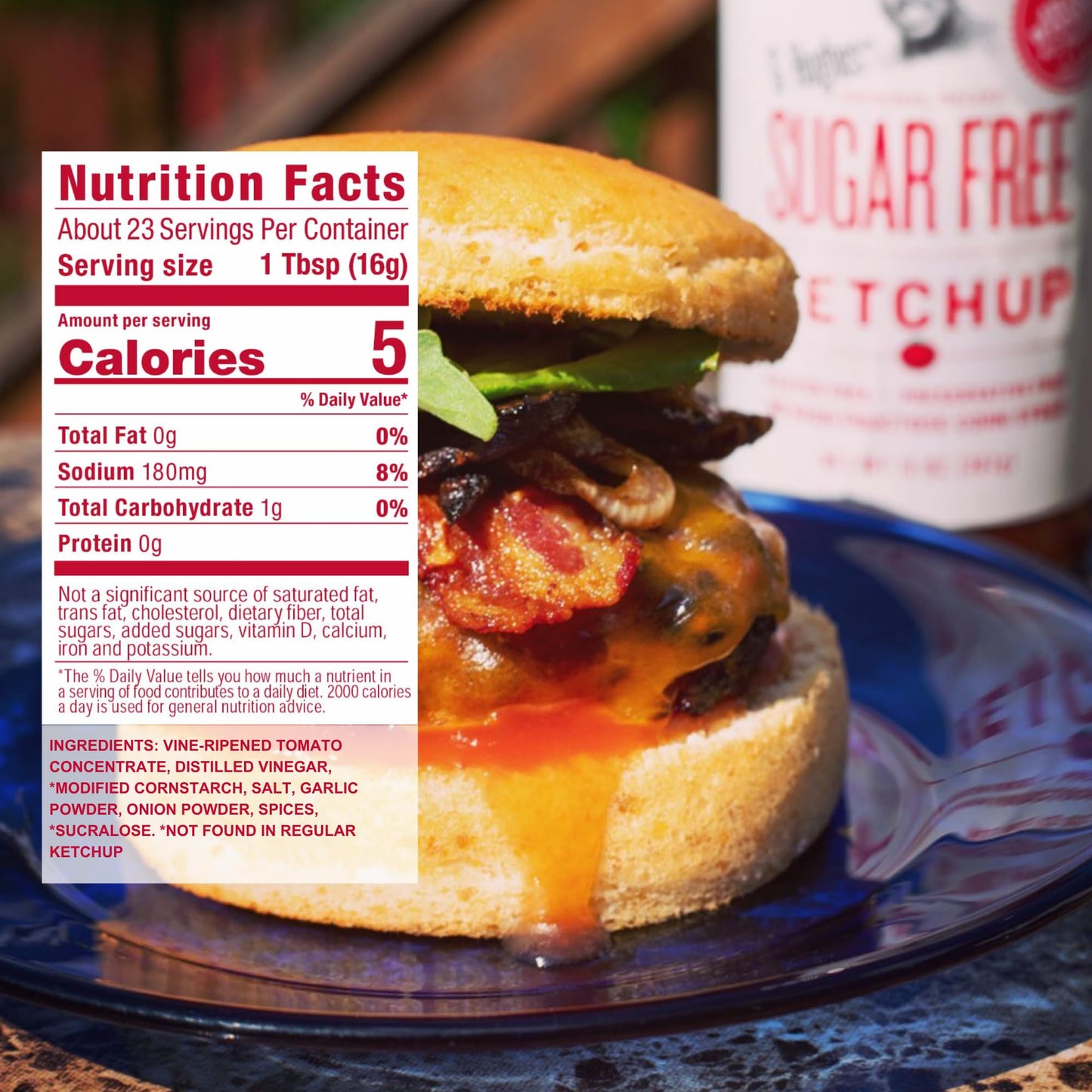G Hughes Sugar Free Ketchup - Gluten Free, Preservation Free, Low Carb Ketchup, No Sugar Added Ketchup, Keto Condiments - 13 Oz