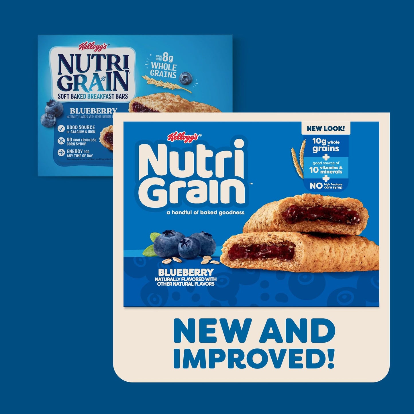 Nutri-Grain Soft Baked Breakfast Bars, Kids Snacks, Whole Grain, Blueberry (6 Boxes, 48 Count)